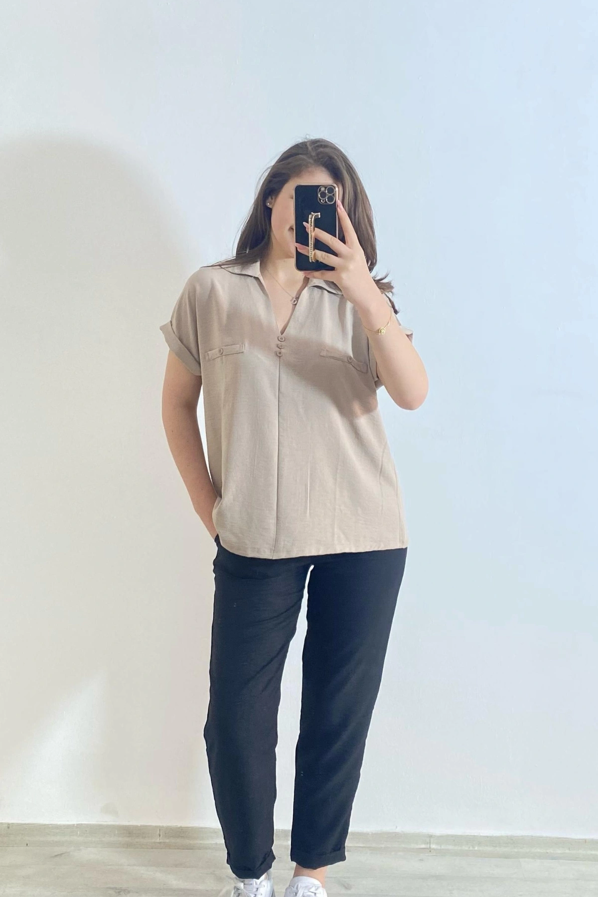 Ayrobin Kumaş Gömlek Krem