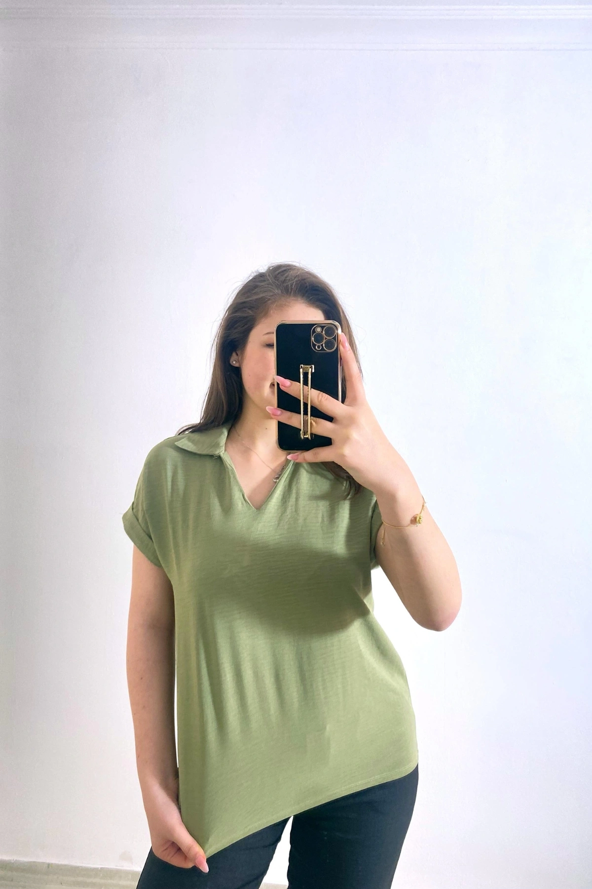 Ayrobin Kumaş Rahat Kesim Gömlek Antep Yeşili