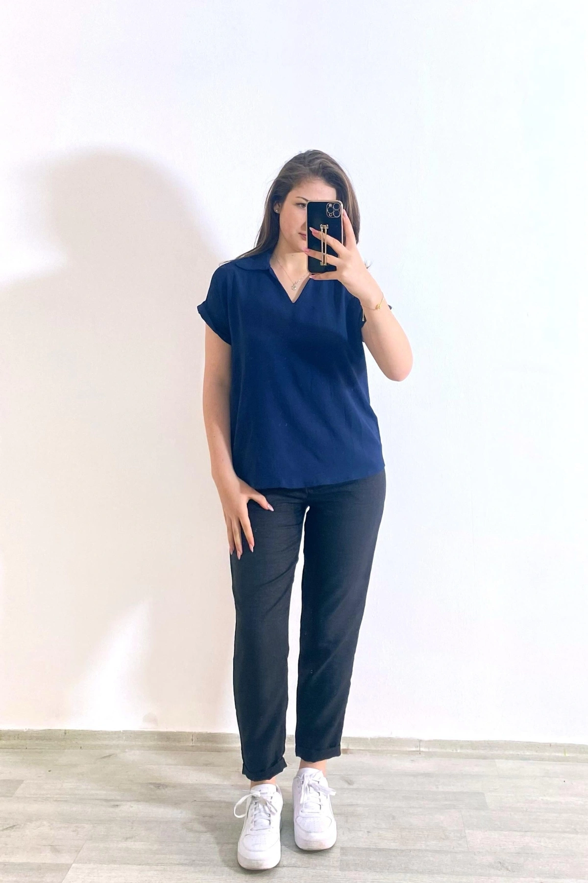 Ayrobin Kumaş Rahat Kesim Gömlek Lacivert