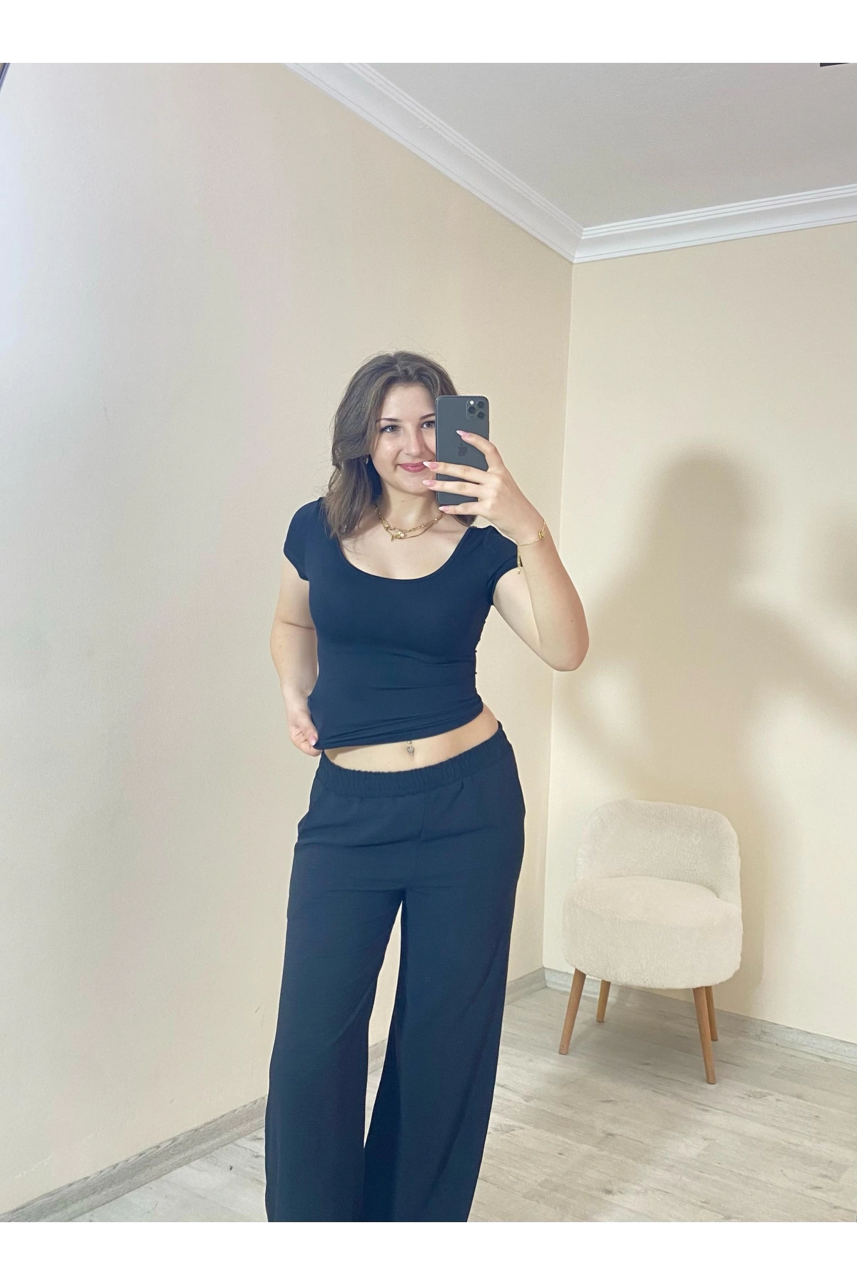 Basic Fit Polyemit Crop Tee Siyah