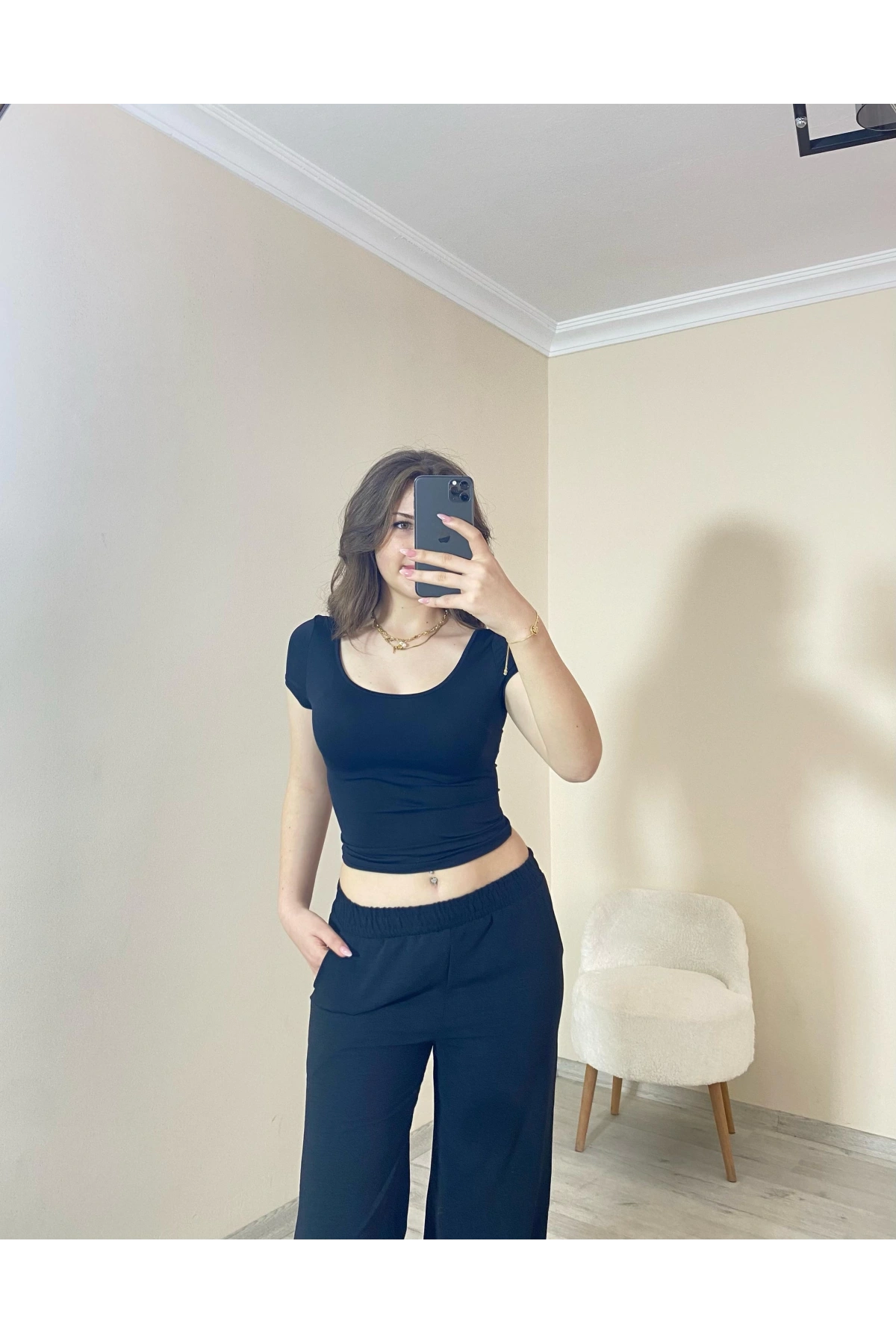 Basic Fit Polyemit Crop Tee Siyah