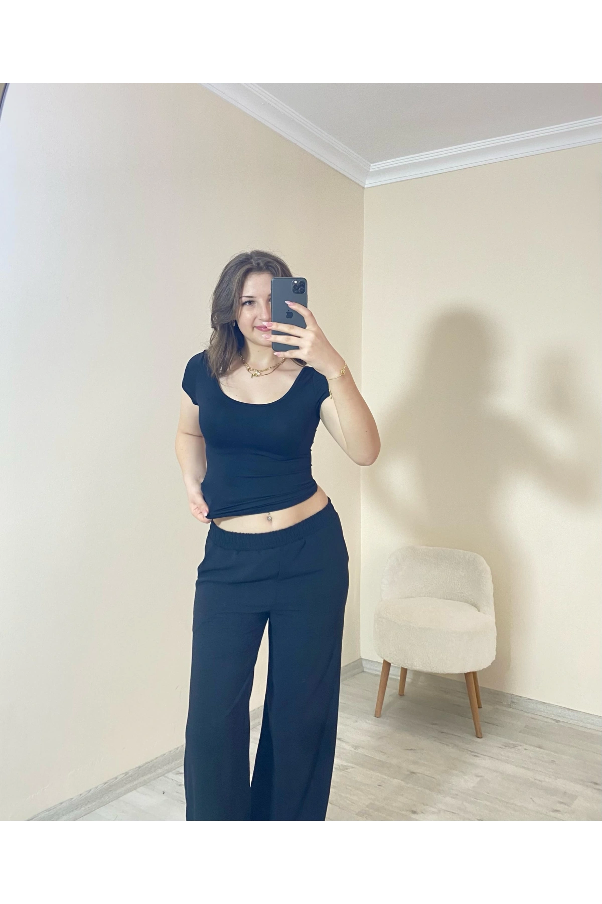 Basic Fit Polyemit Crop Tee Siyah