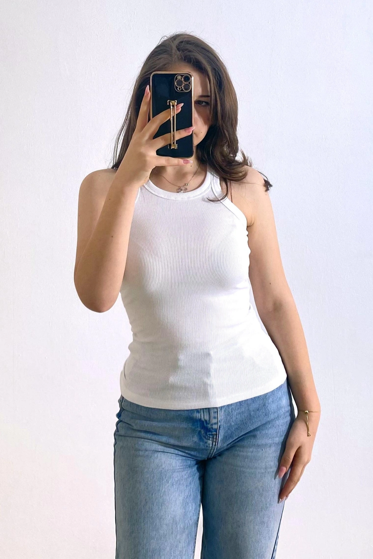 Beyaz Kaşkorse Kumaş Atlet