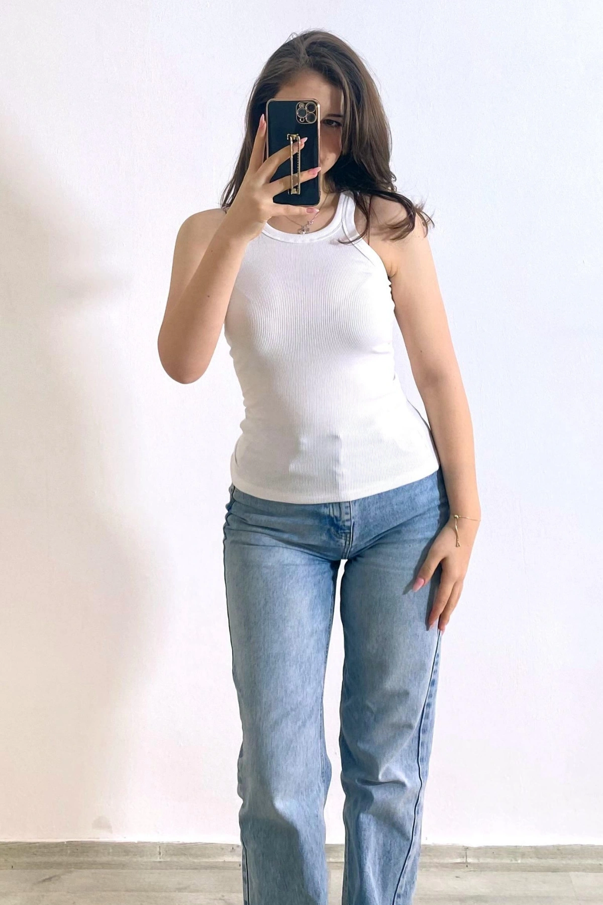 Beyaz Kaşkorse Kumaş Atlet