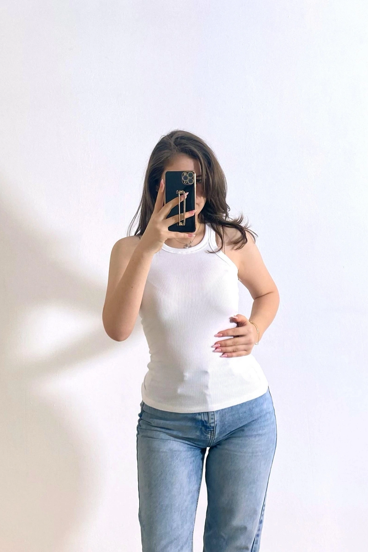 Beyaz Kaşkorse Kumaş Atlet