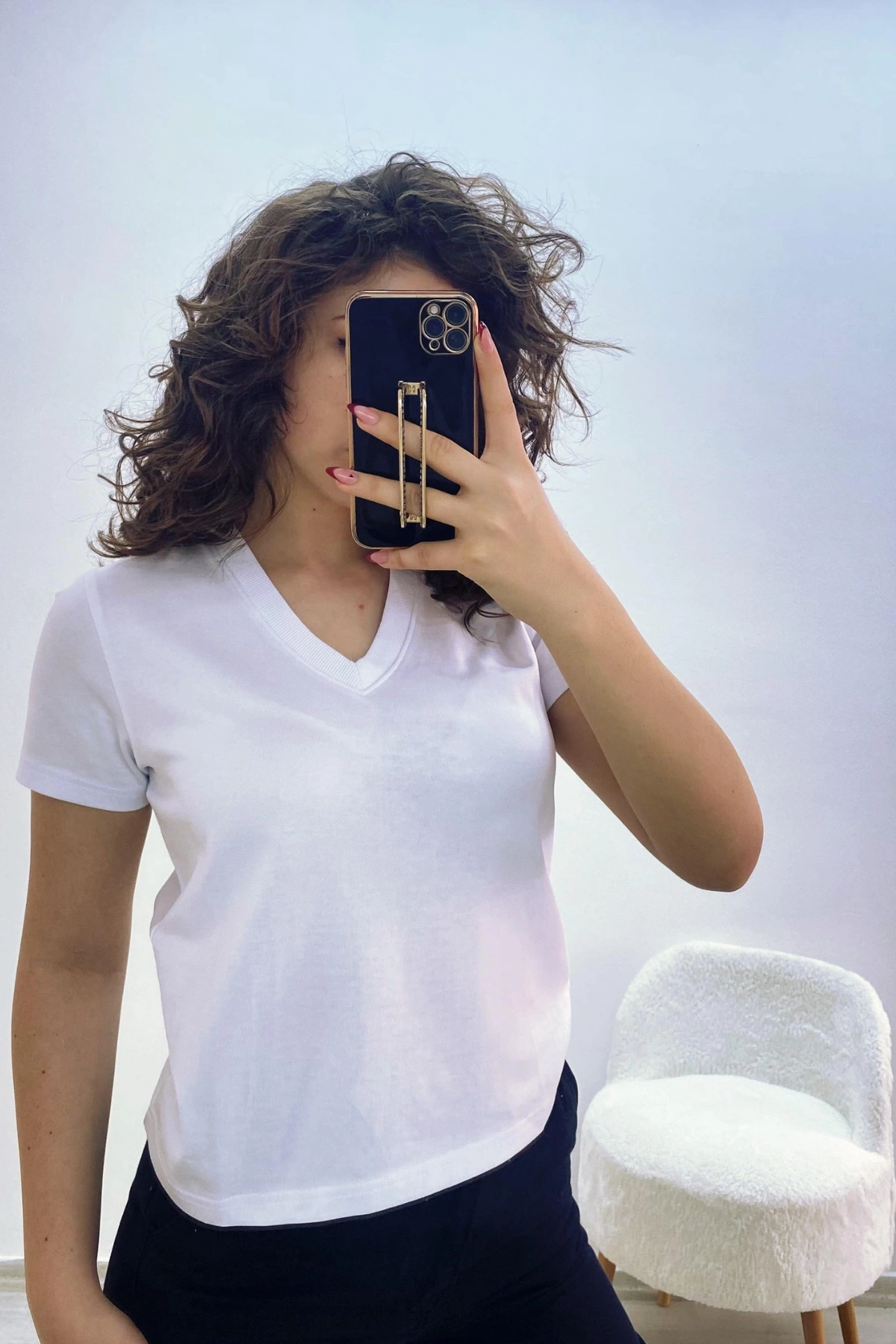 Beyaz Pamuk Dokuma Kumaş T-Shirt 