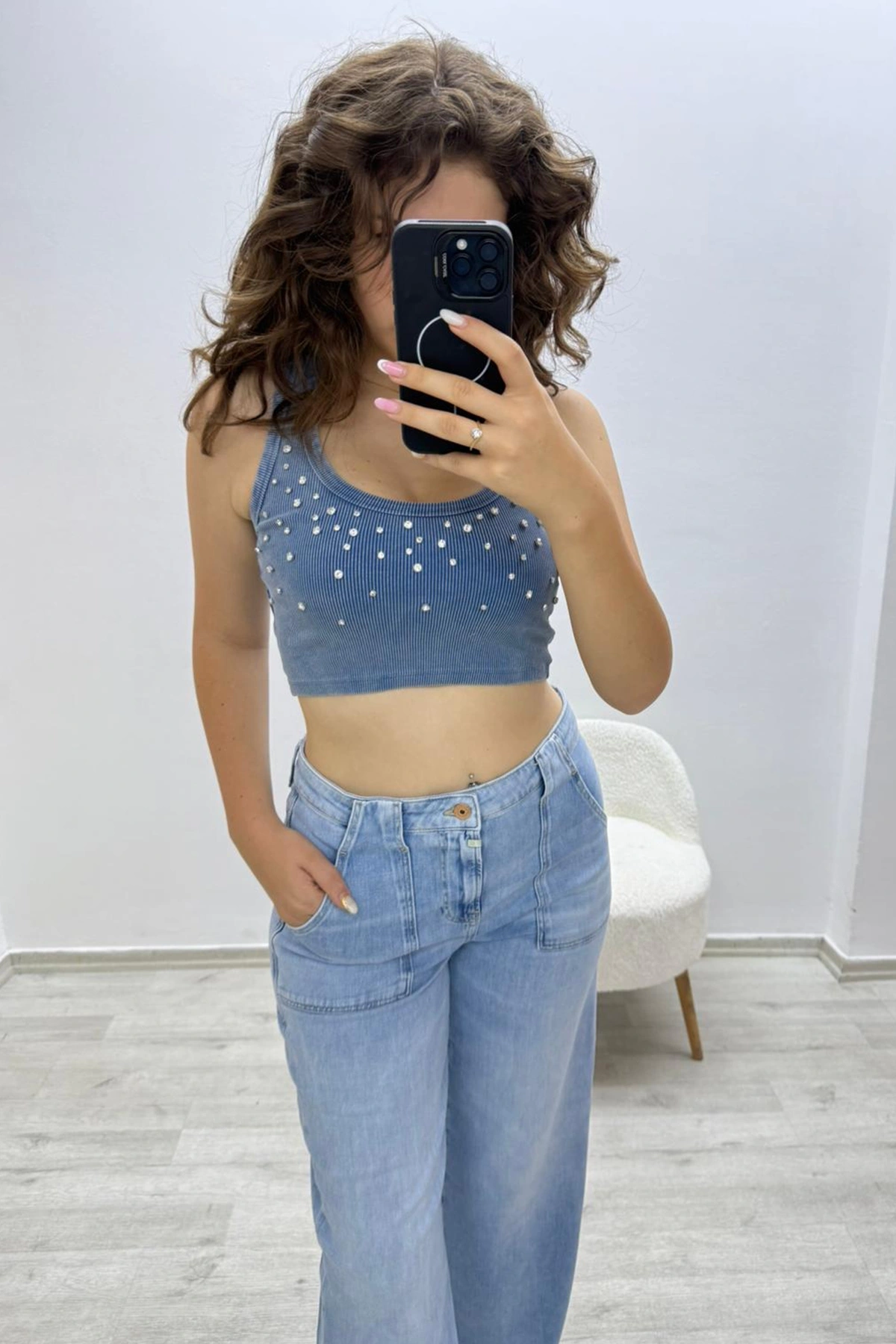 Buz Mavisi Günlük Denim Pantolon