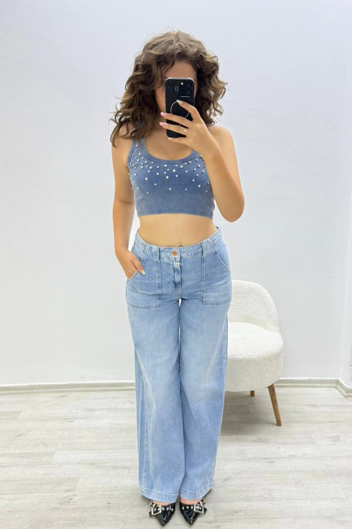 Buz Mavisi Günlük Denim Pantolon
