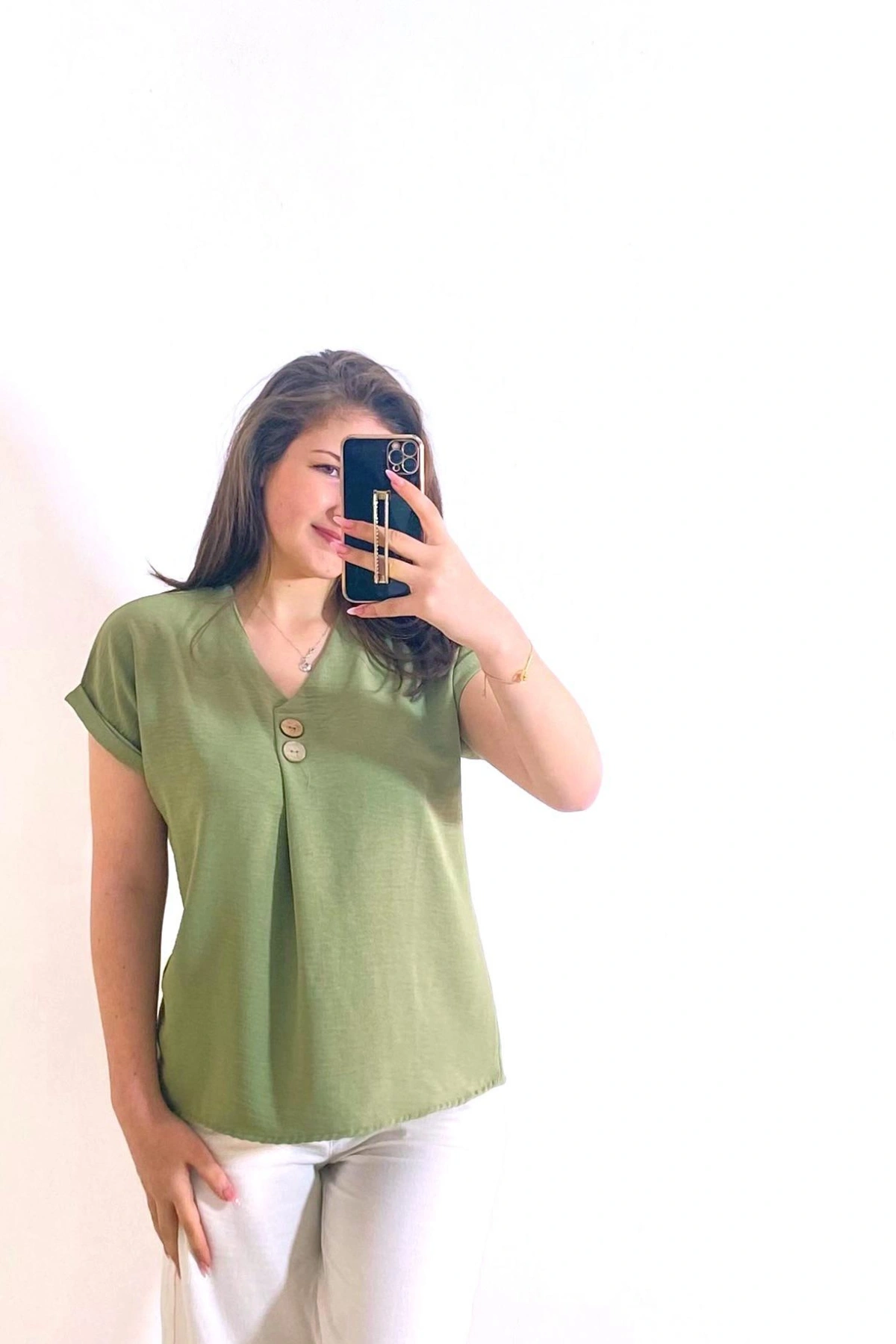 Cepli Ayrobin Kumaş Gömlek Antep Yeşili