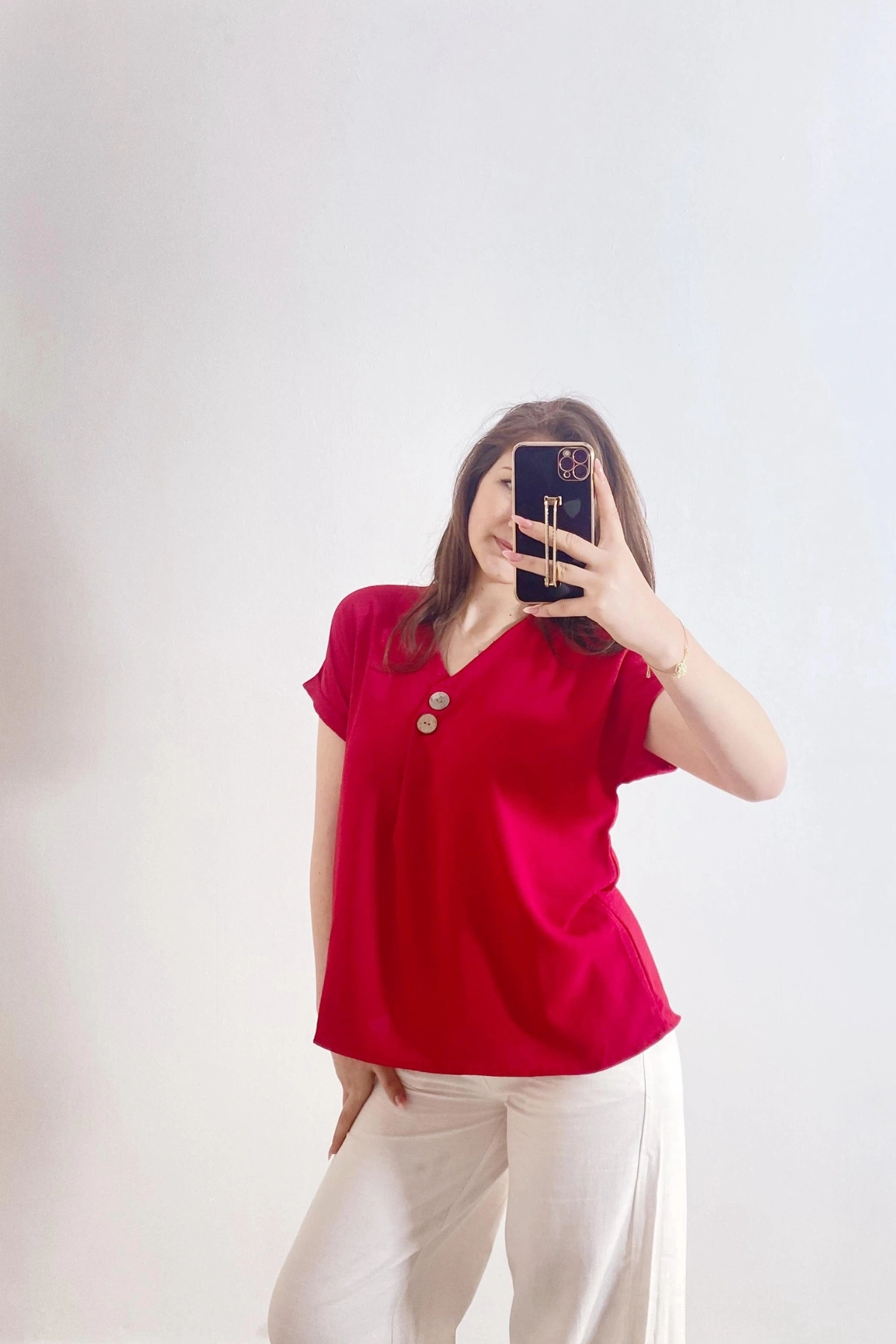 Cepli Ayrobin Kumaş Gömlek Kırmızı