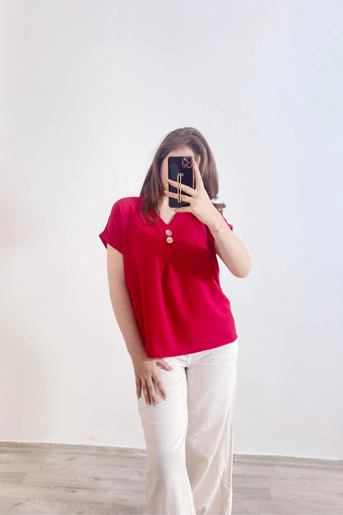 Cepli Ayrobin Kumaş Gömlek Kırmızı