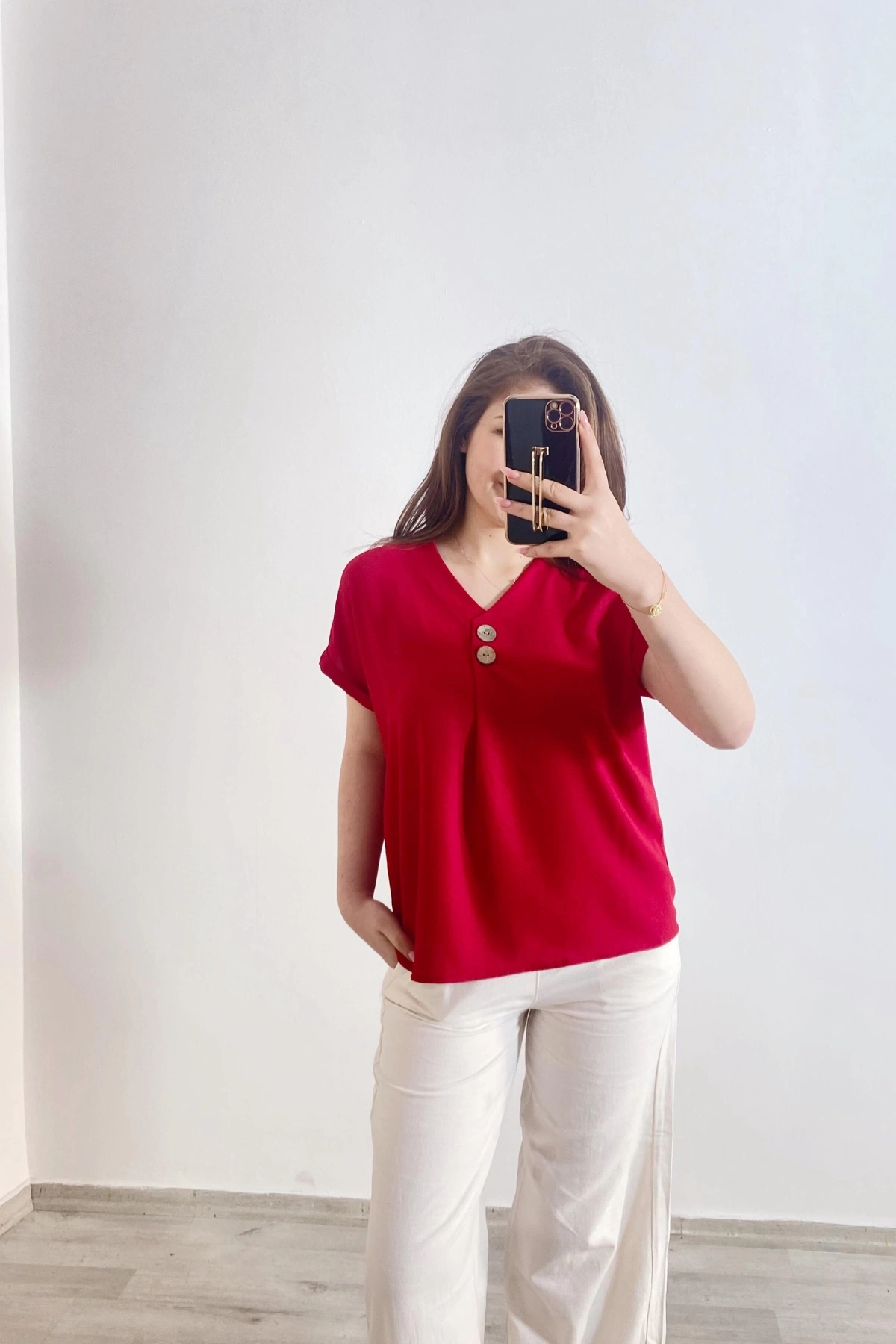 Cepli Ayrobin Kumaş Gömlek Kırmızı