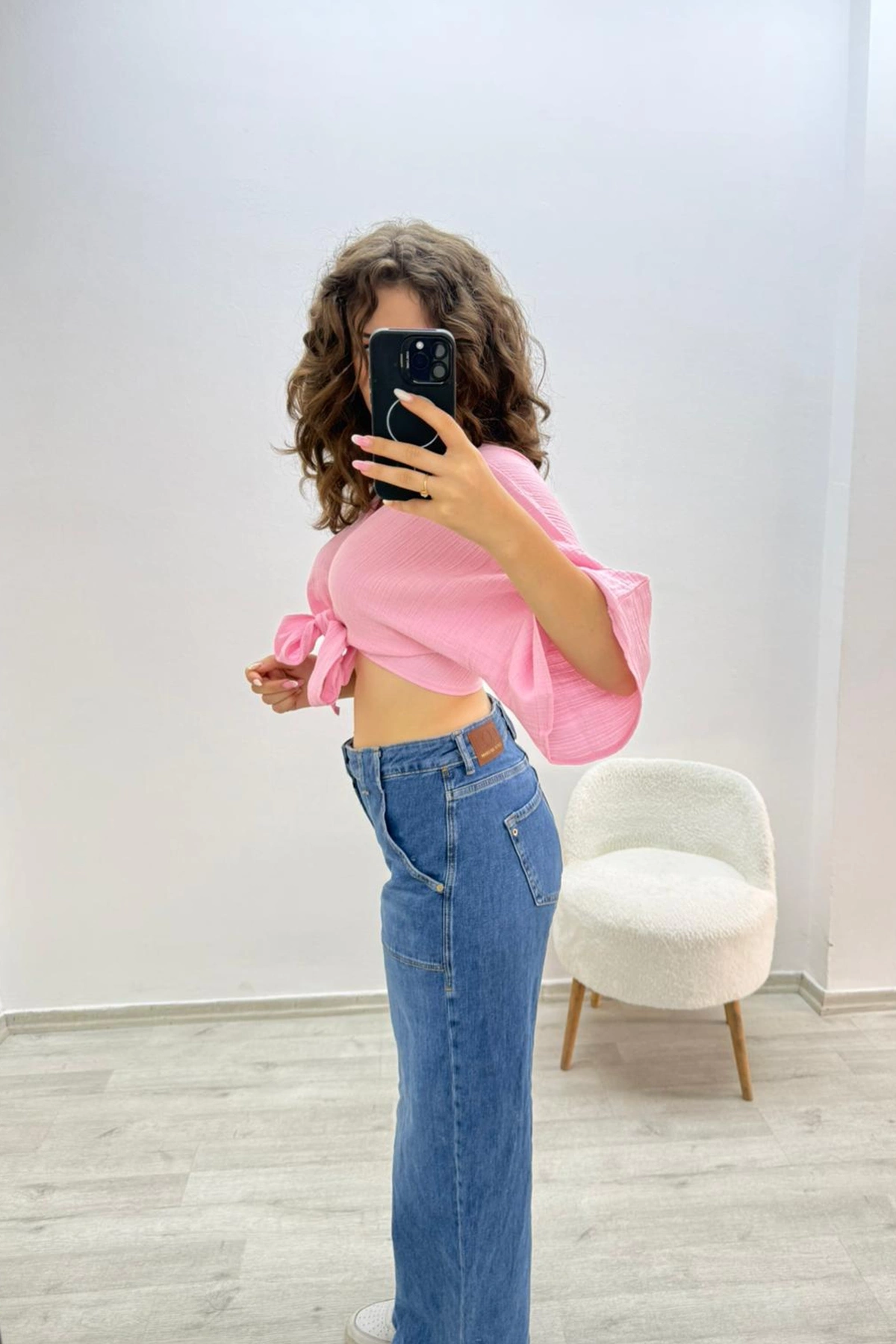 Cepli Rahat Kesim Mavi Jean Pantolon