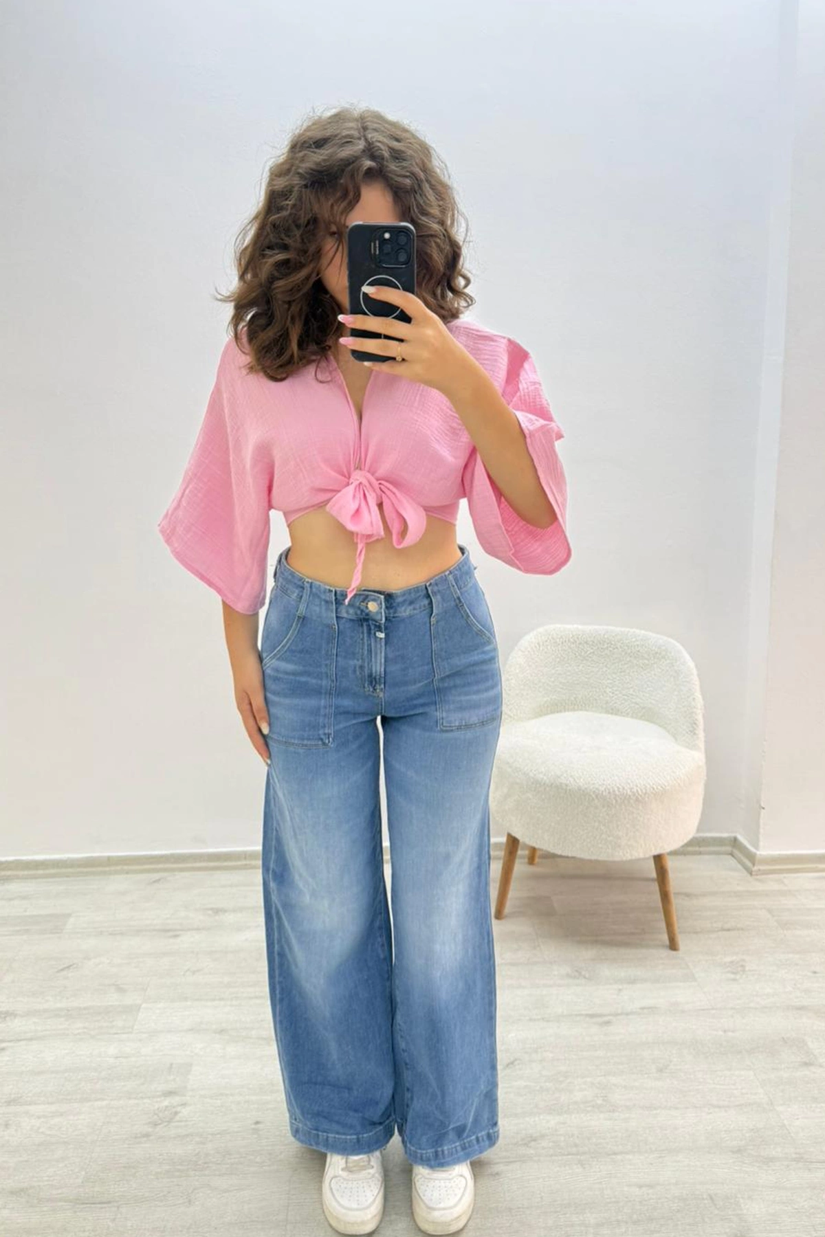 Cepli Rahat Kesim Mavi Jean Pantolon