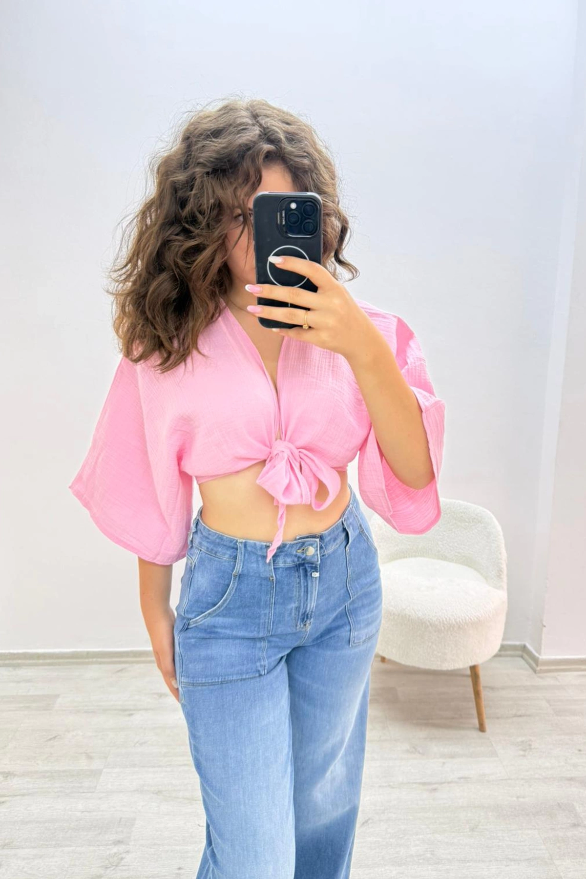 Cepli Rahat Kesim Mavi Jean Pantolon