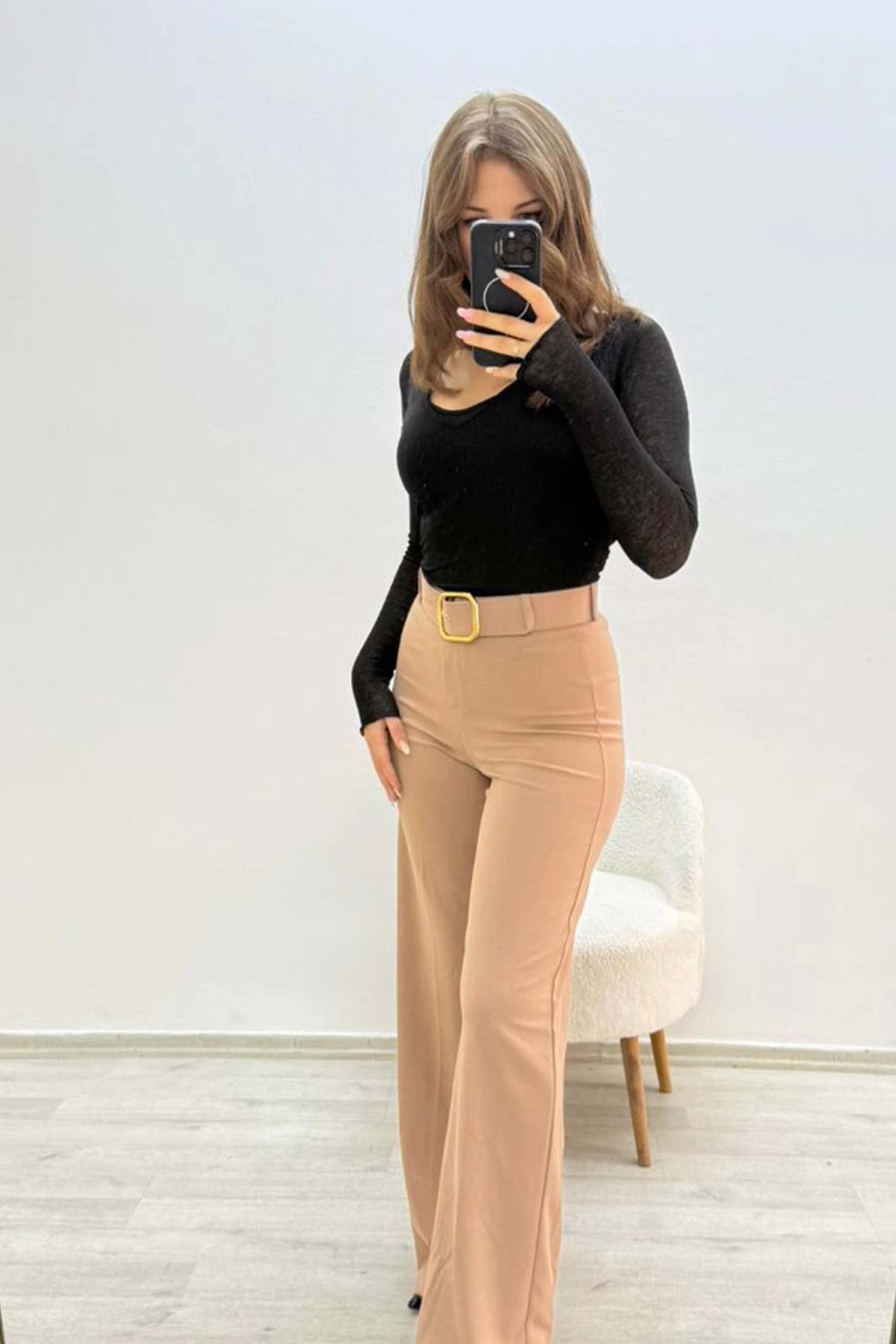 Kemerli Plazo Ultra Yüksek Bel Kahverengi Pantolon