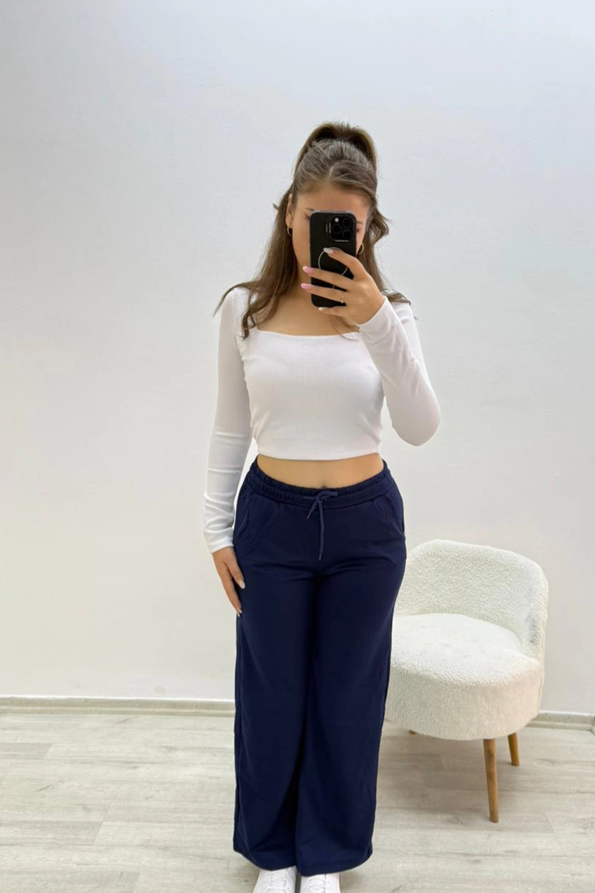 Fitilli Üst Kare Yaka Beyaz Body