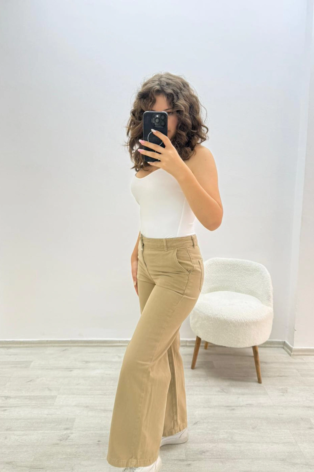 Geniş Paça Bej Pantolon