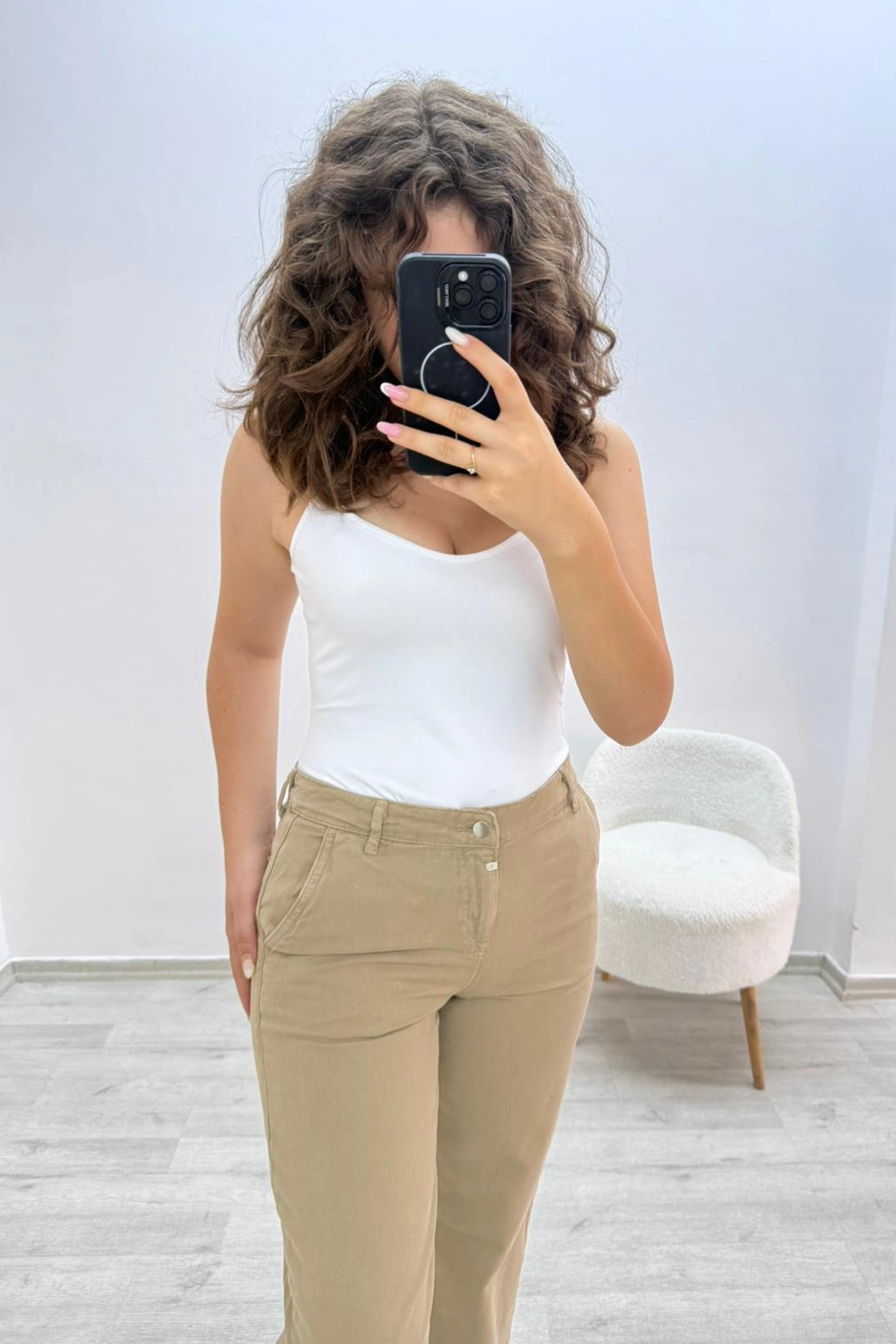 Geniş Paça Bej Pantolon