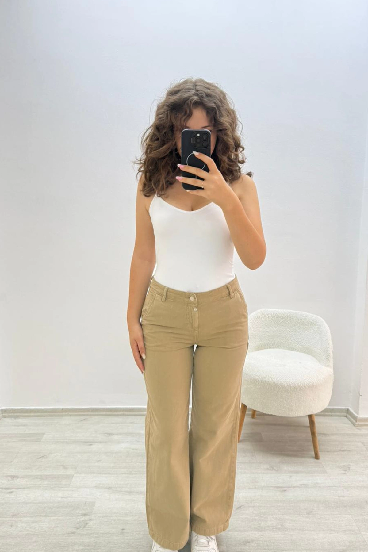 Geniş Paça Bej Pantolon