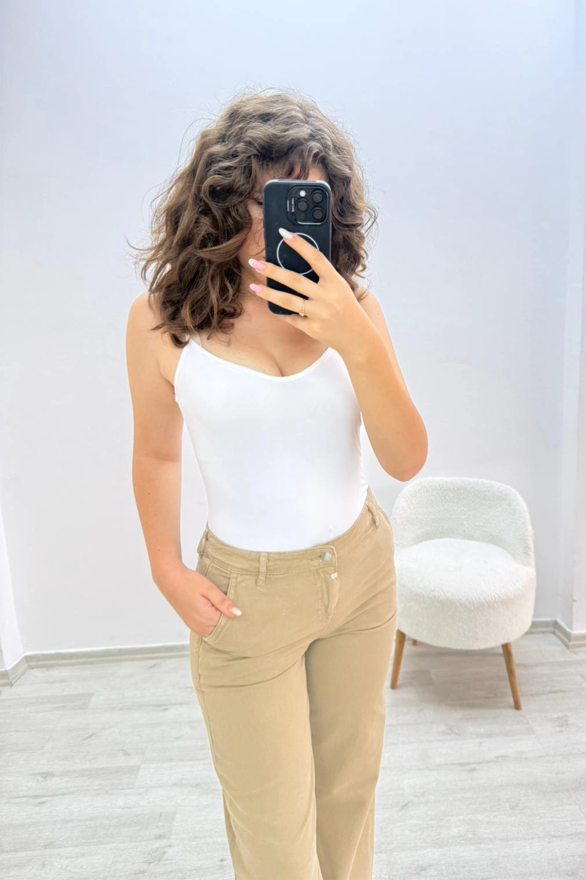 Geniş Paça Bej Pantolon