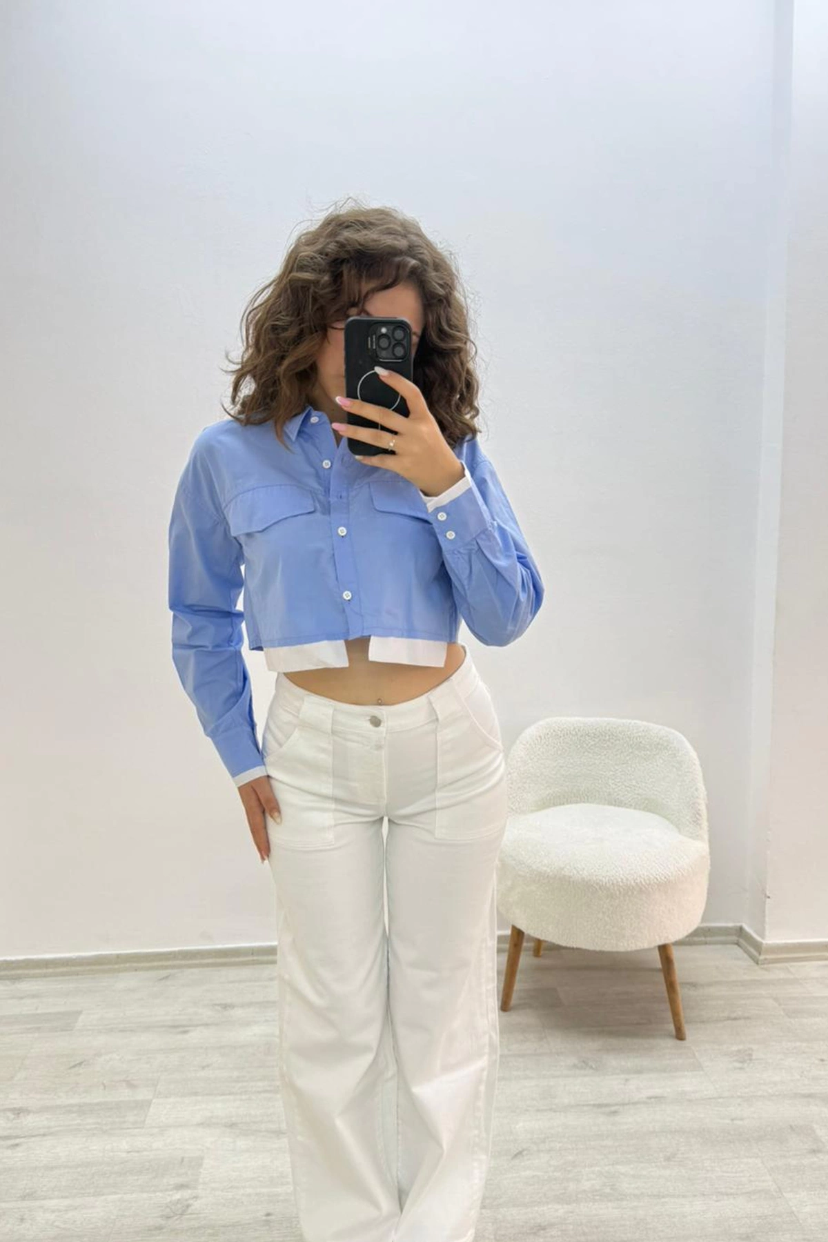 Geniş Paça Beyaz Jean Pantolon