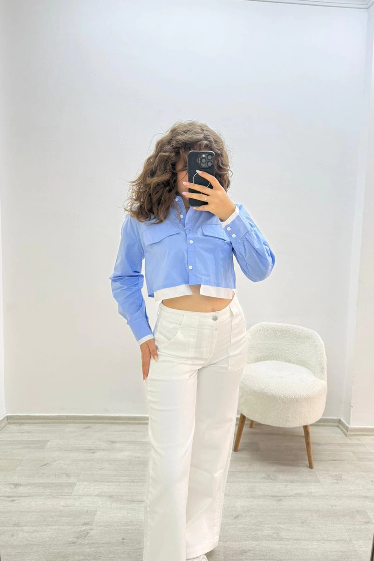 Geniş Paça Beyaz Jean Pantolon