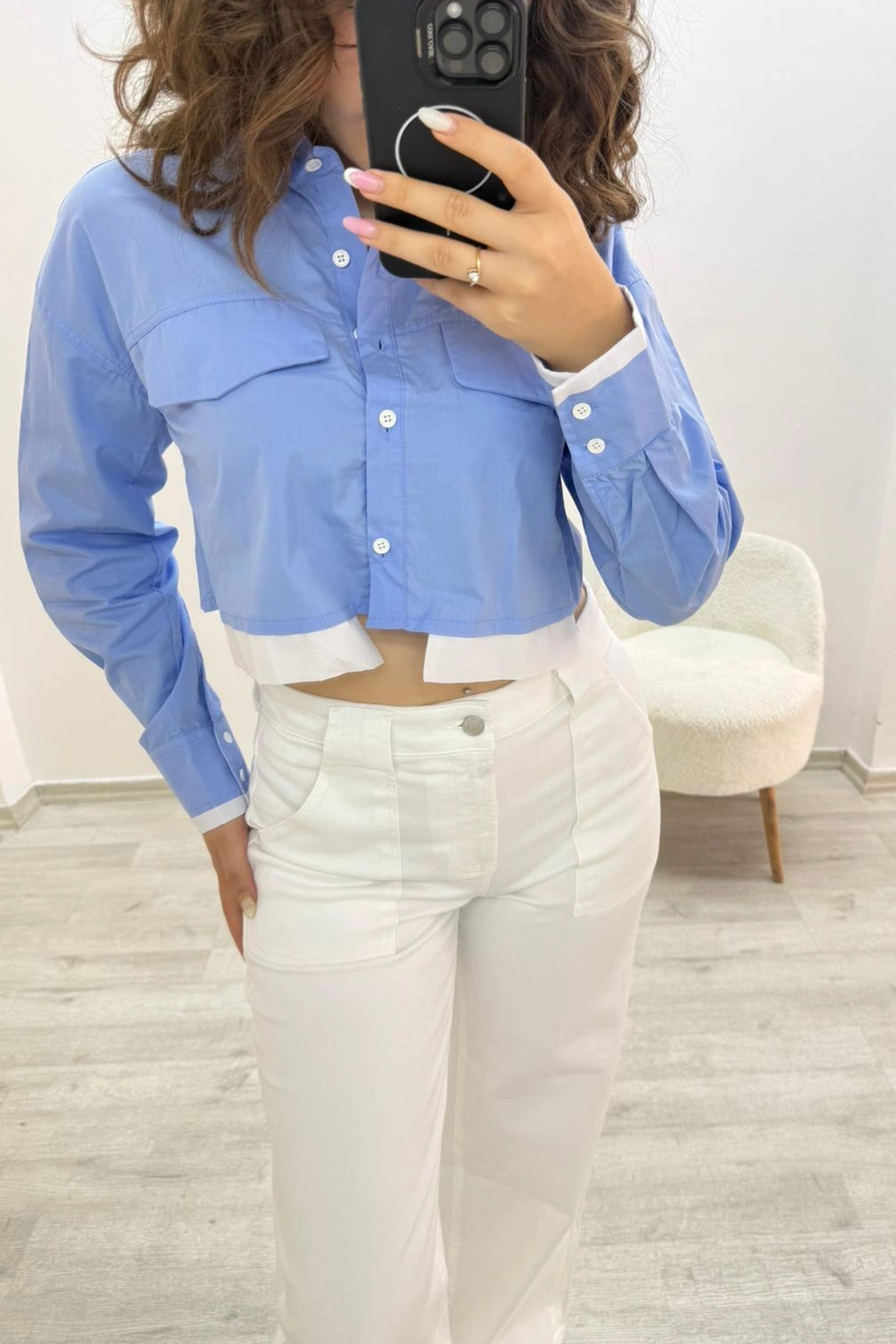 Geniş Paça Beyaz Jean Pantolon