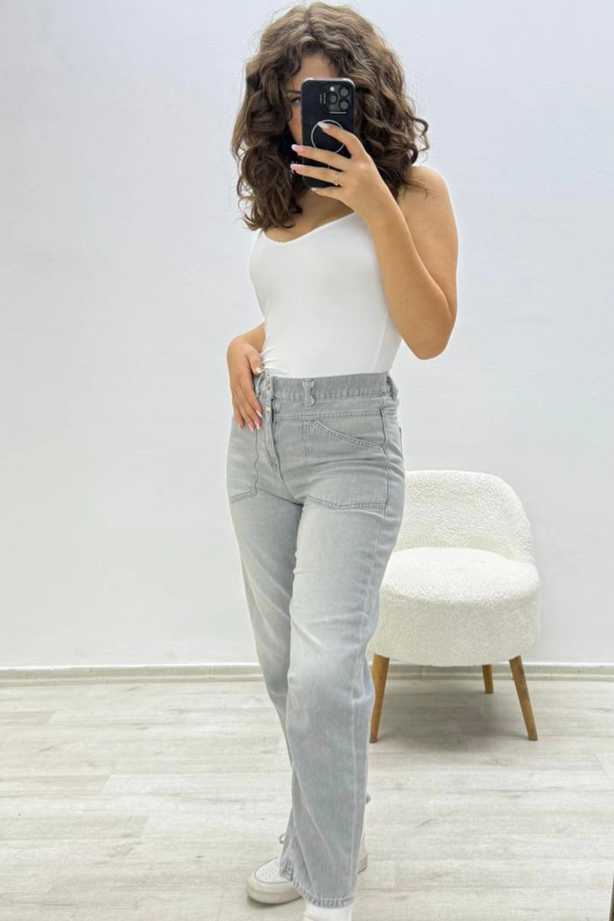 Basic Günlük Gri Jean Pantolon