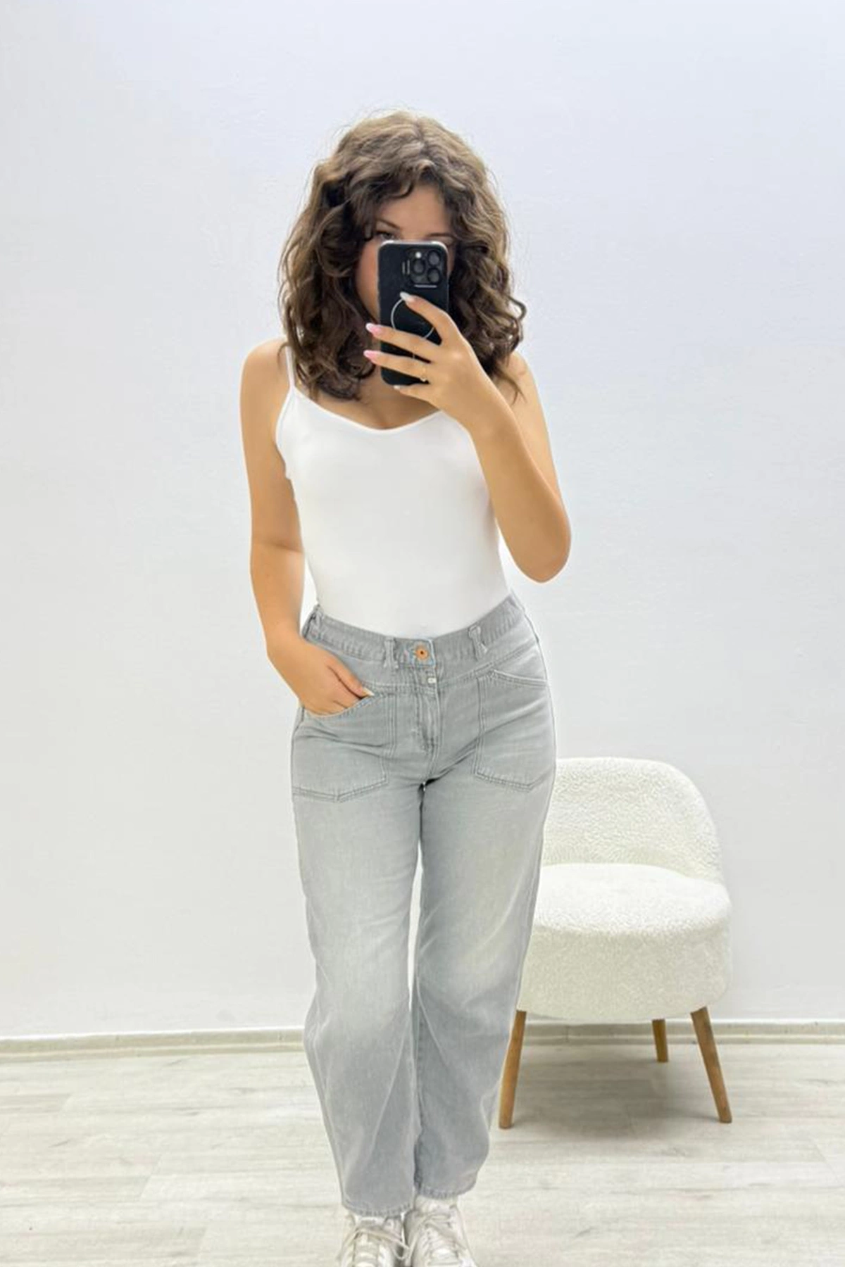 Basic Günlük Gri Jean Pantolon