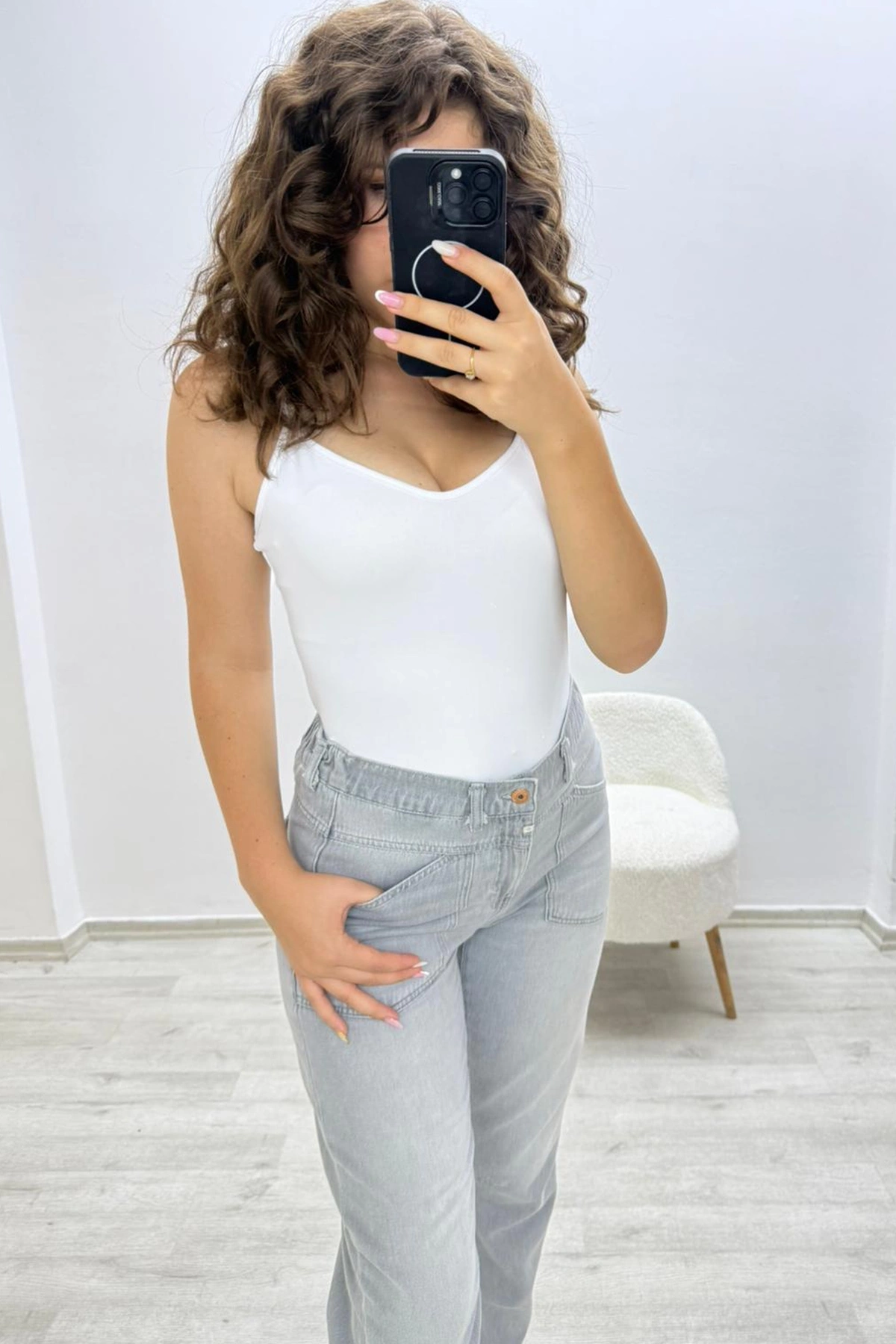 Basic Günlük Gri Jean Pantolon