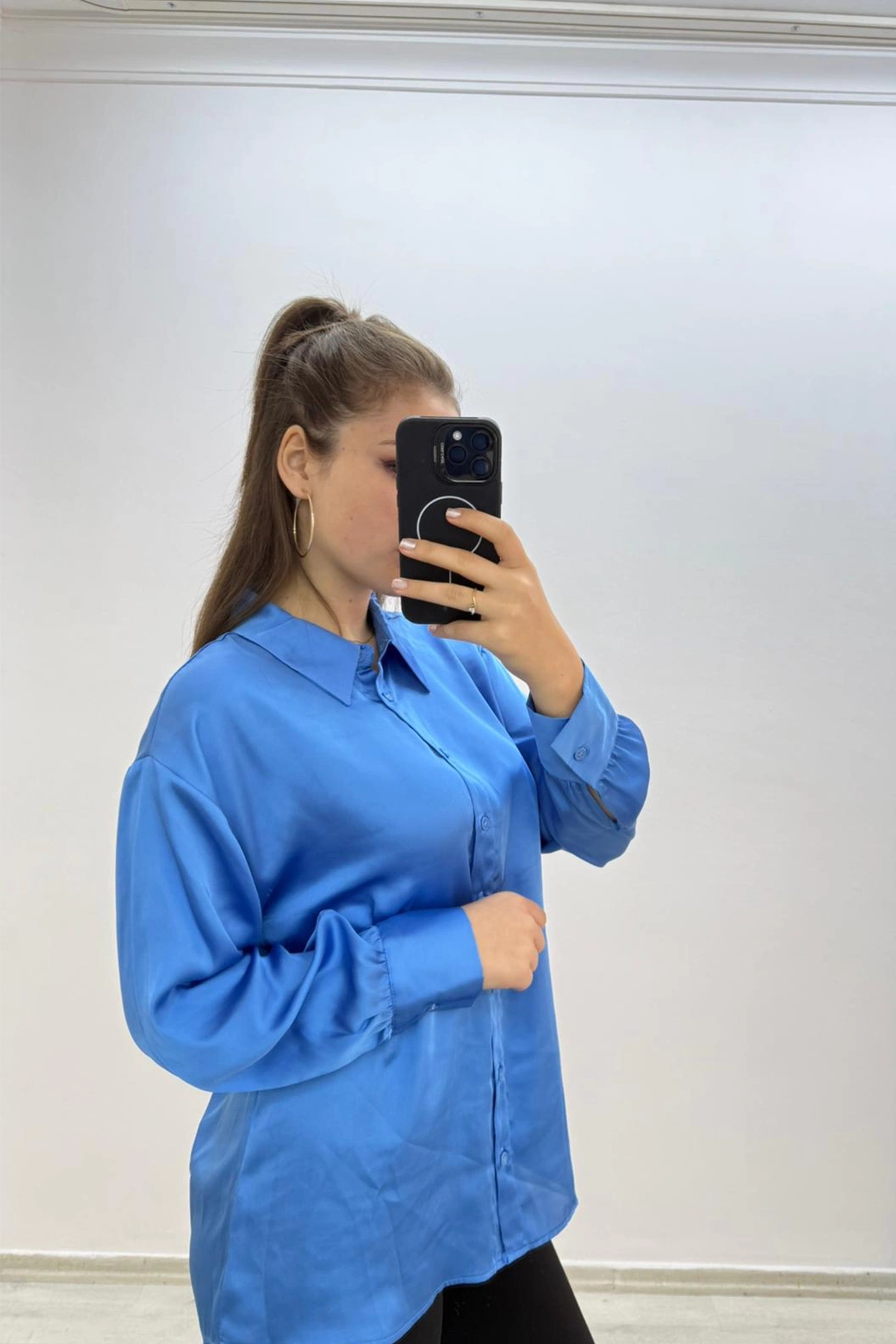 Günlük Basic Mavi Gömlek