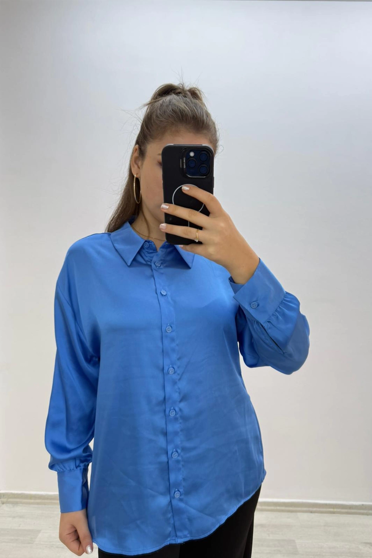 Günlük Basic Mavi Gömlek