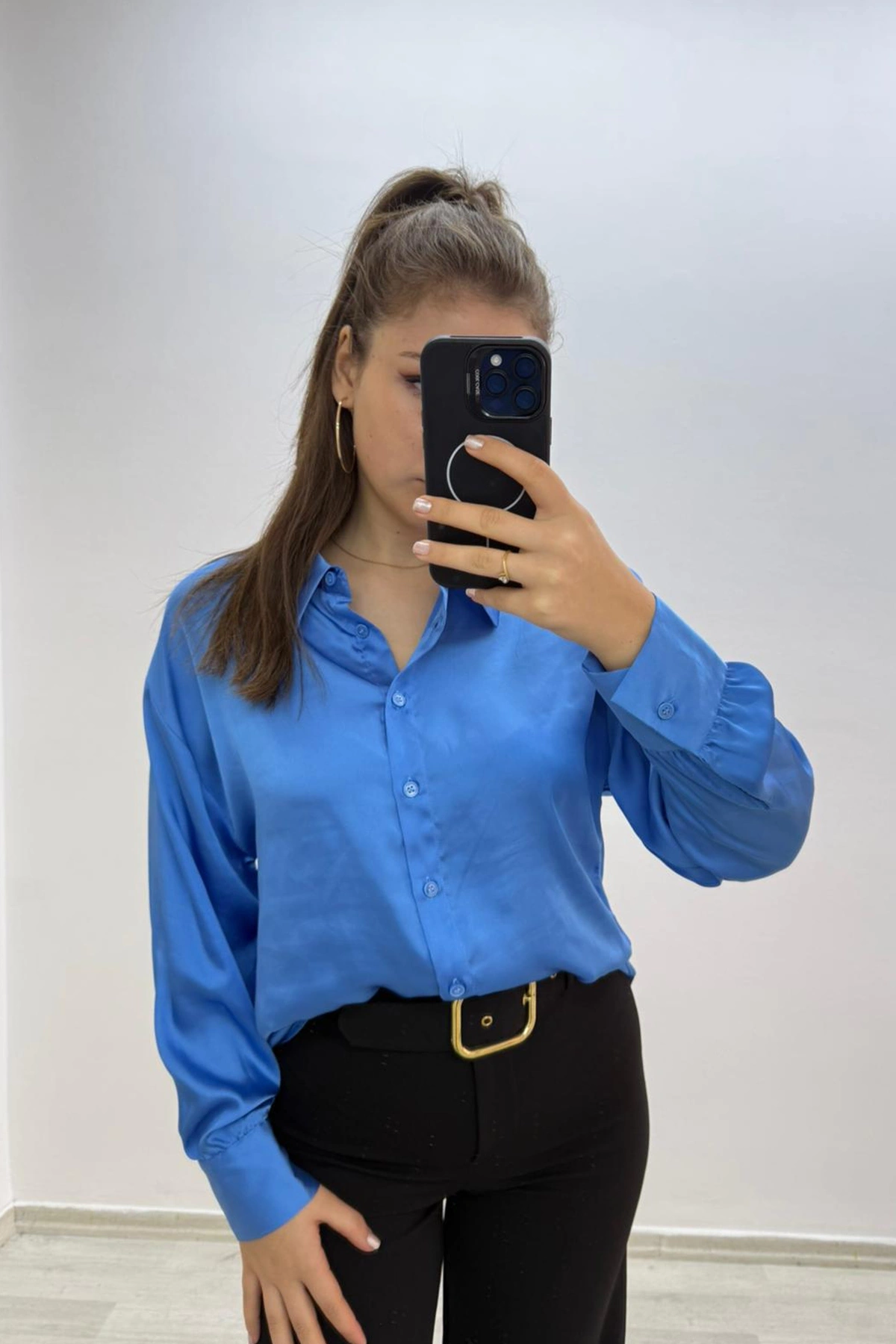 Günlük Basic Mavi Gömlek