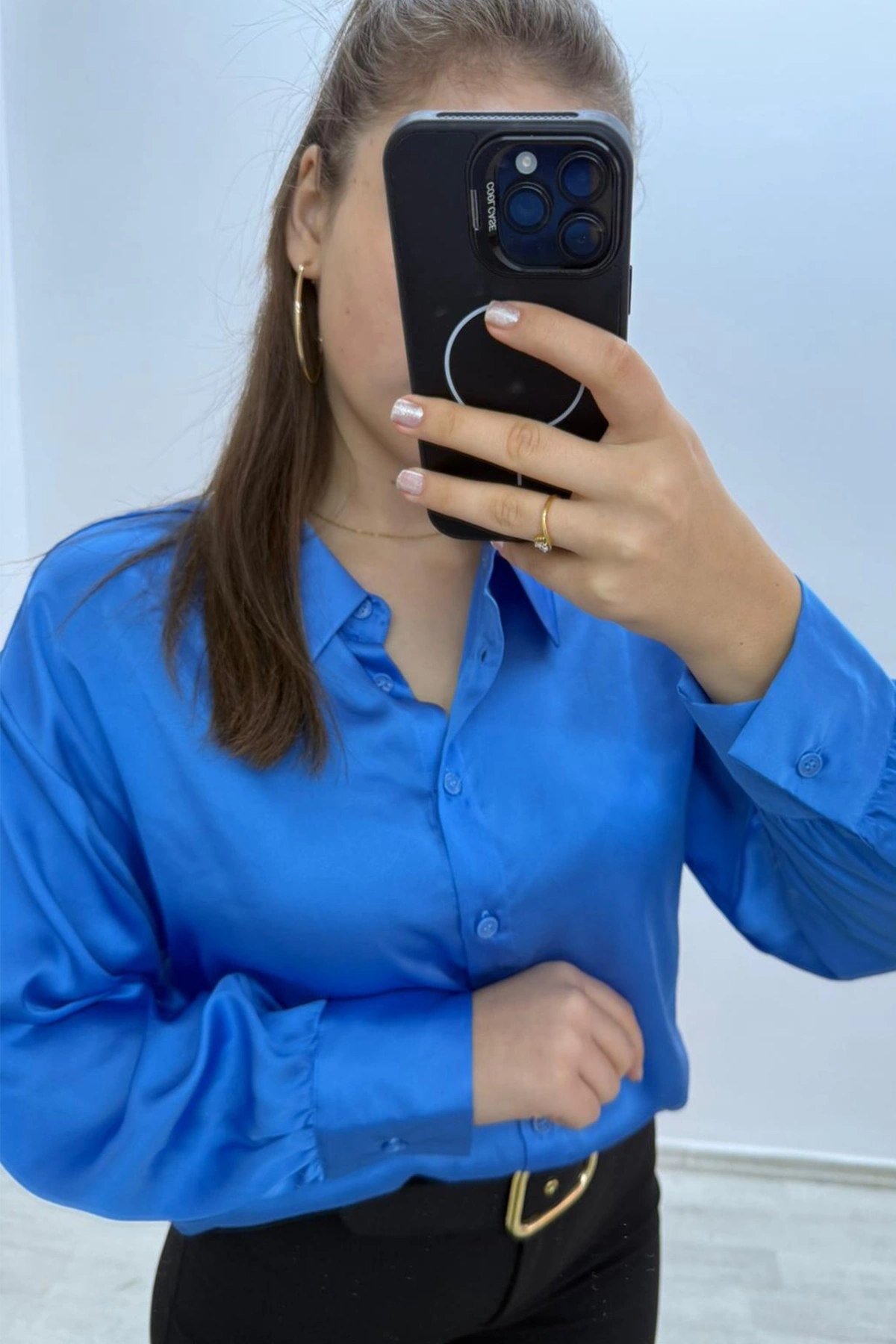 Günlük Basic Mavi Gömlek