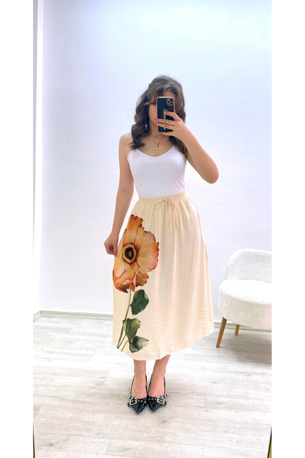 İçi Astarlı Cepli Etek Taş