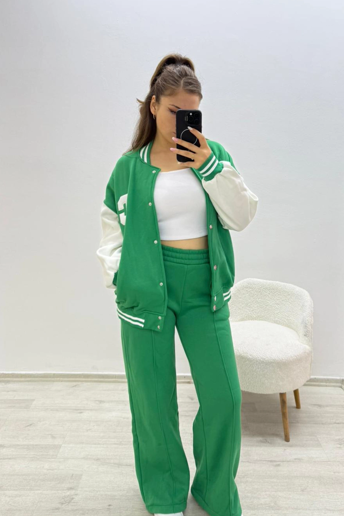 İçi Yumoş Alt Üst Yeşil Takım