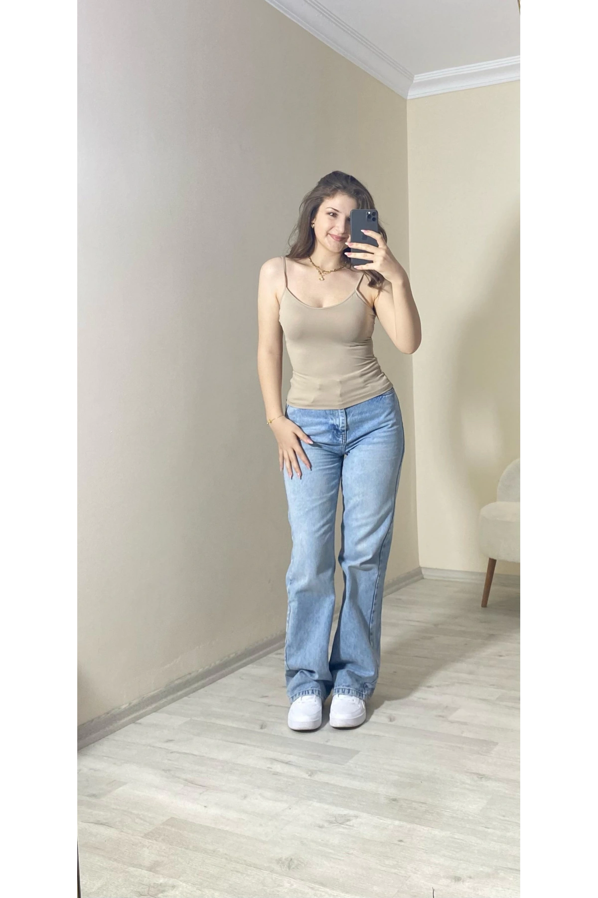 İnce Askılı Basic Atlet – Bej