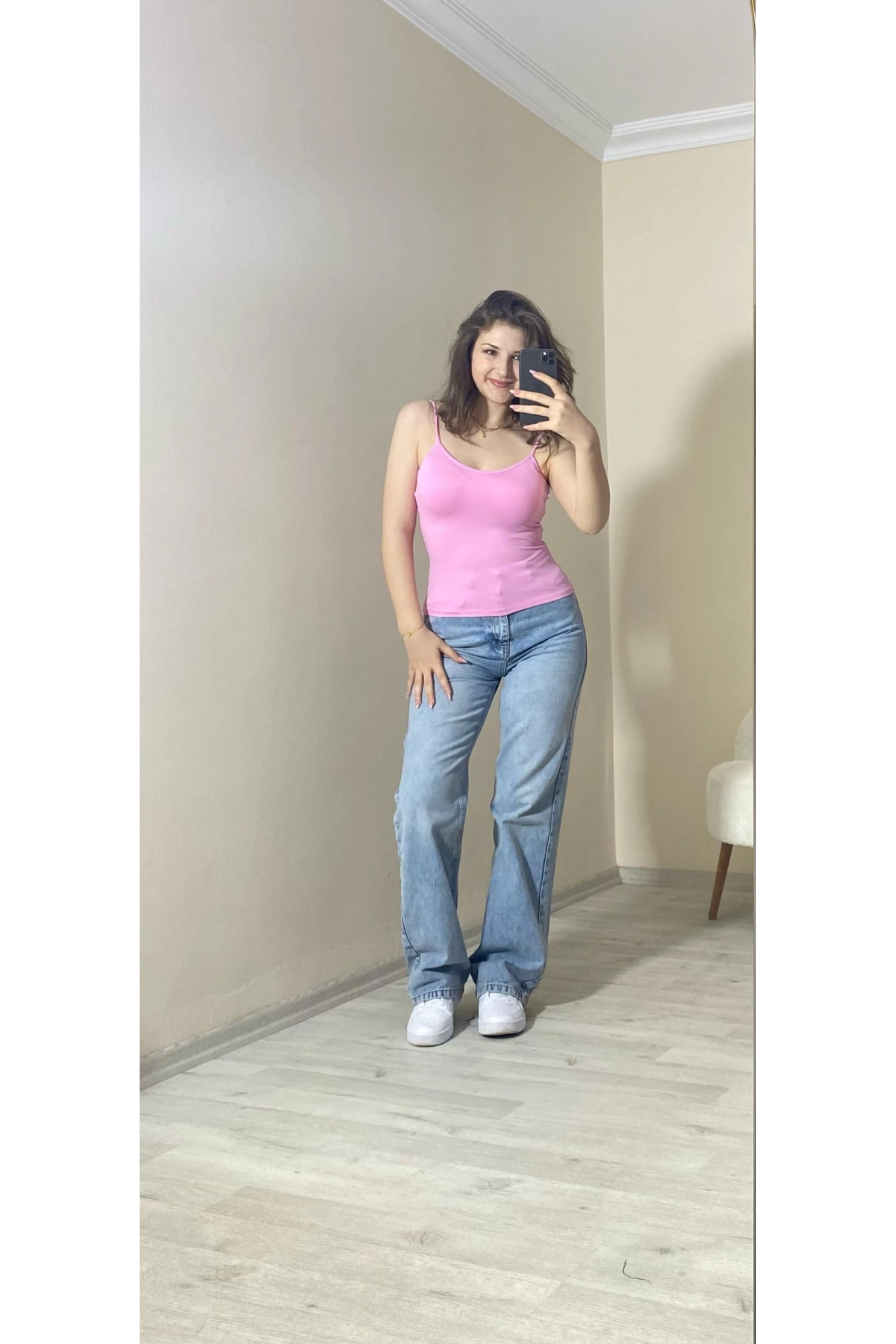 İnce Askılı Basic Atlet –Pembe