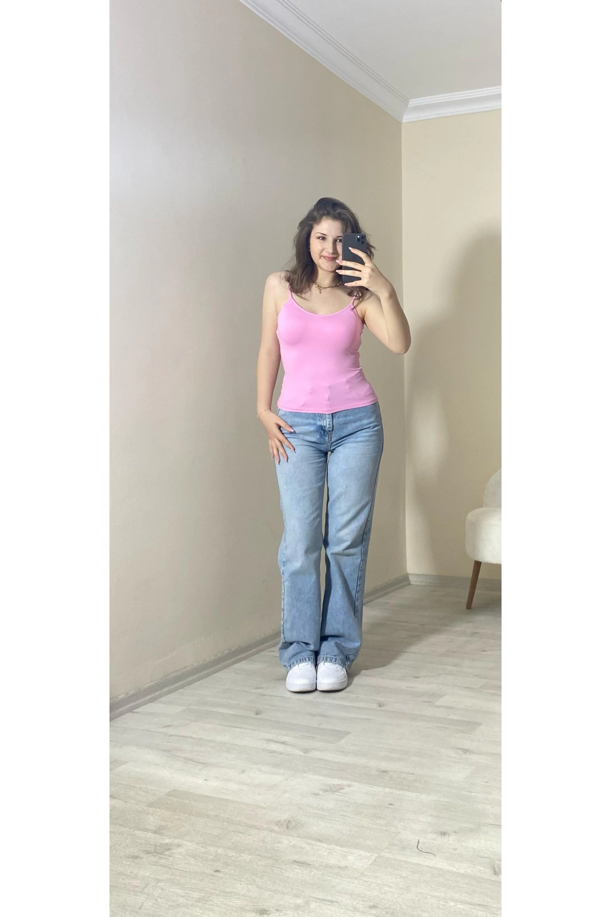 İnce Askılı Basic Atlet –Pembe