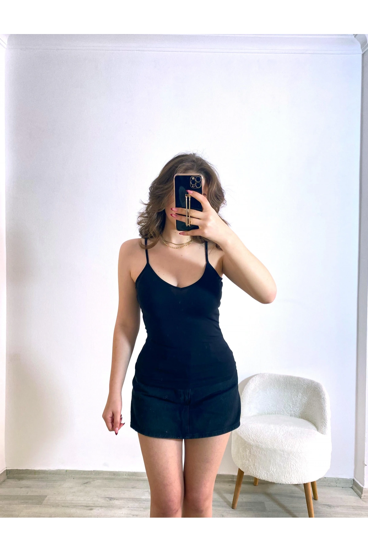 İnce Askılı Basic Atlet –Siyah Dokuma