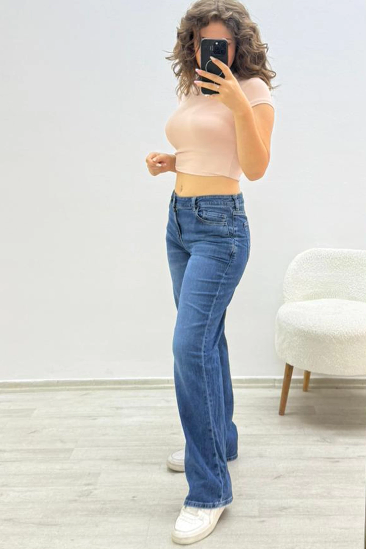 Koyu Mavi Düz Paça Mavi Jean Pantolon