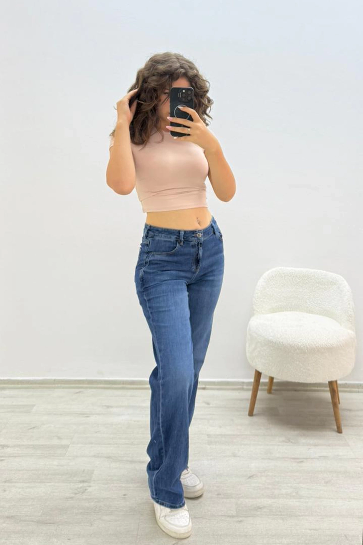 Koyu Mavi Düz Paça Mavi Jean Pantolon