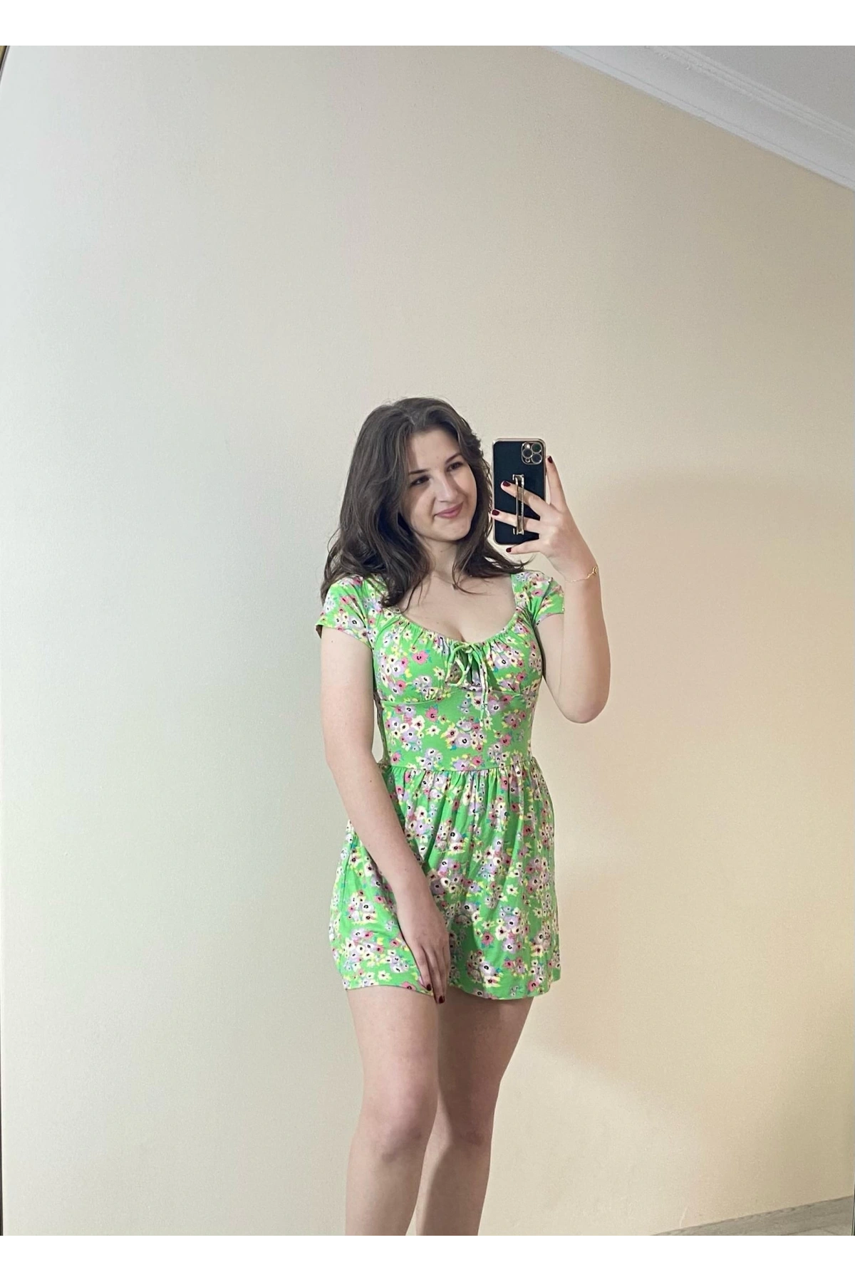 Önden Bağlamalı Şort Elbise