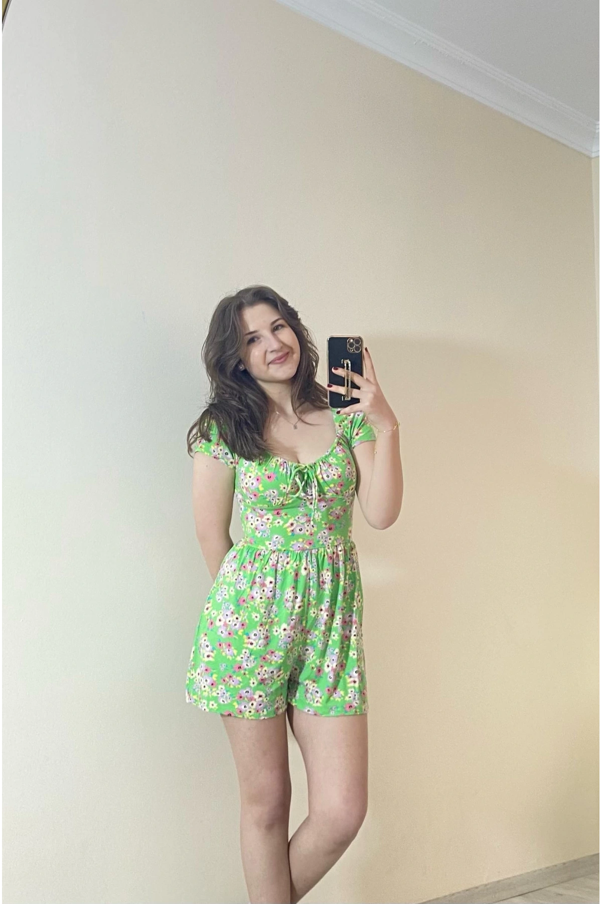 Önden Bağlamalı Şort Elbise