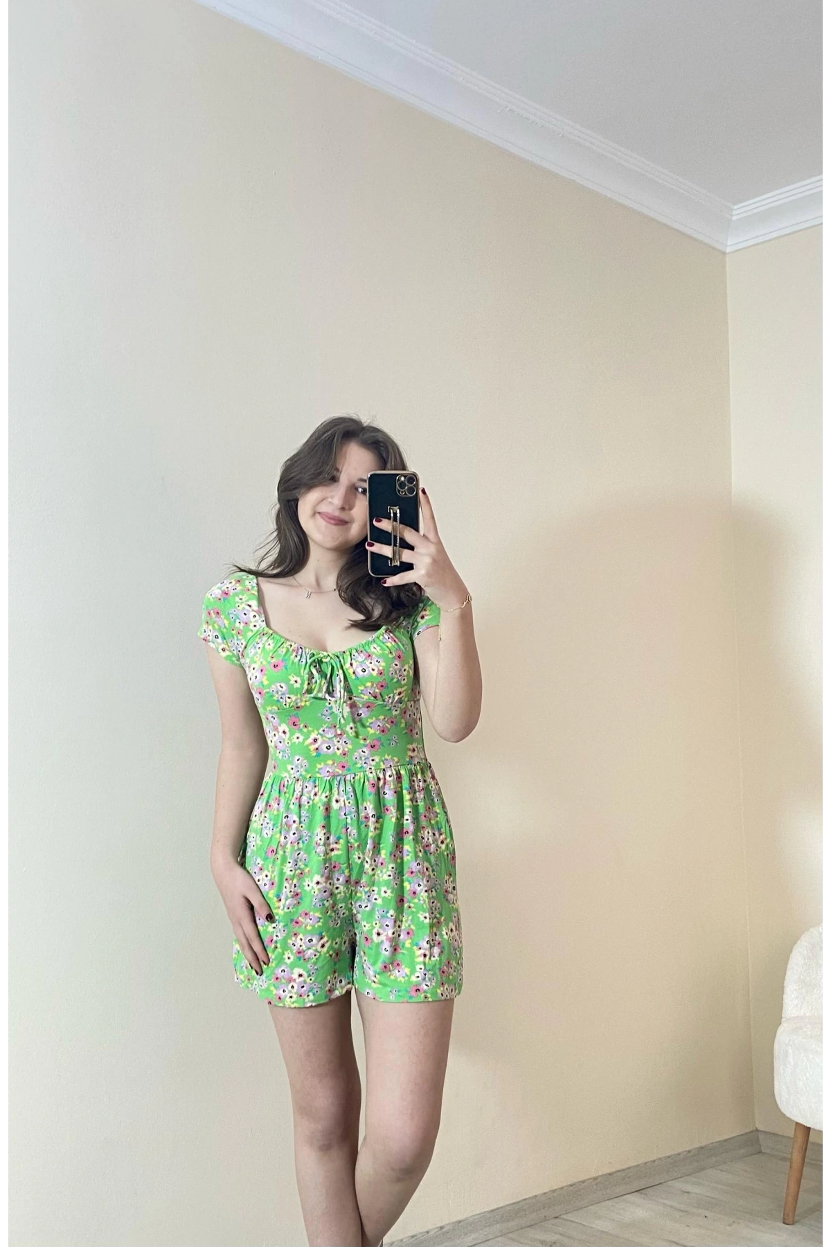 Önden Bağlamalı Şort Elbise