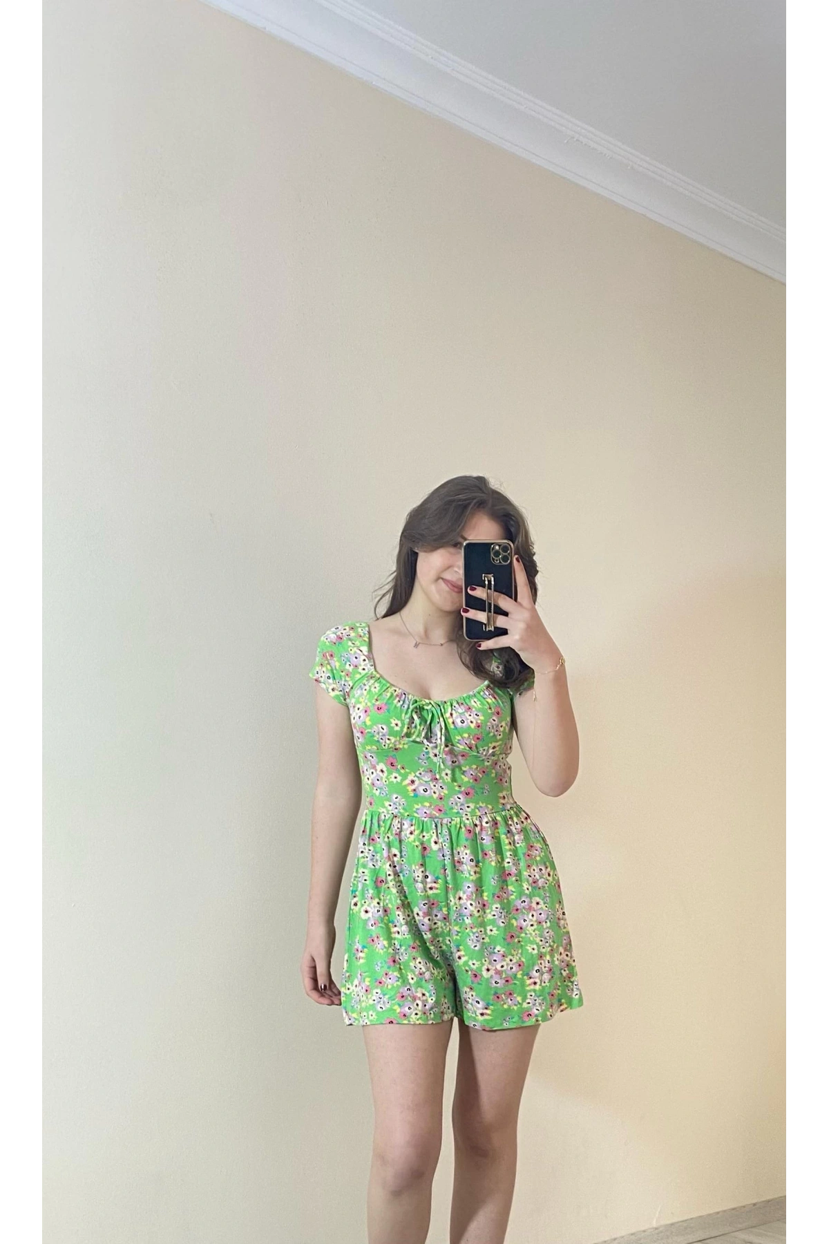 Önden Bağlamalı Şort Elbise