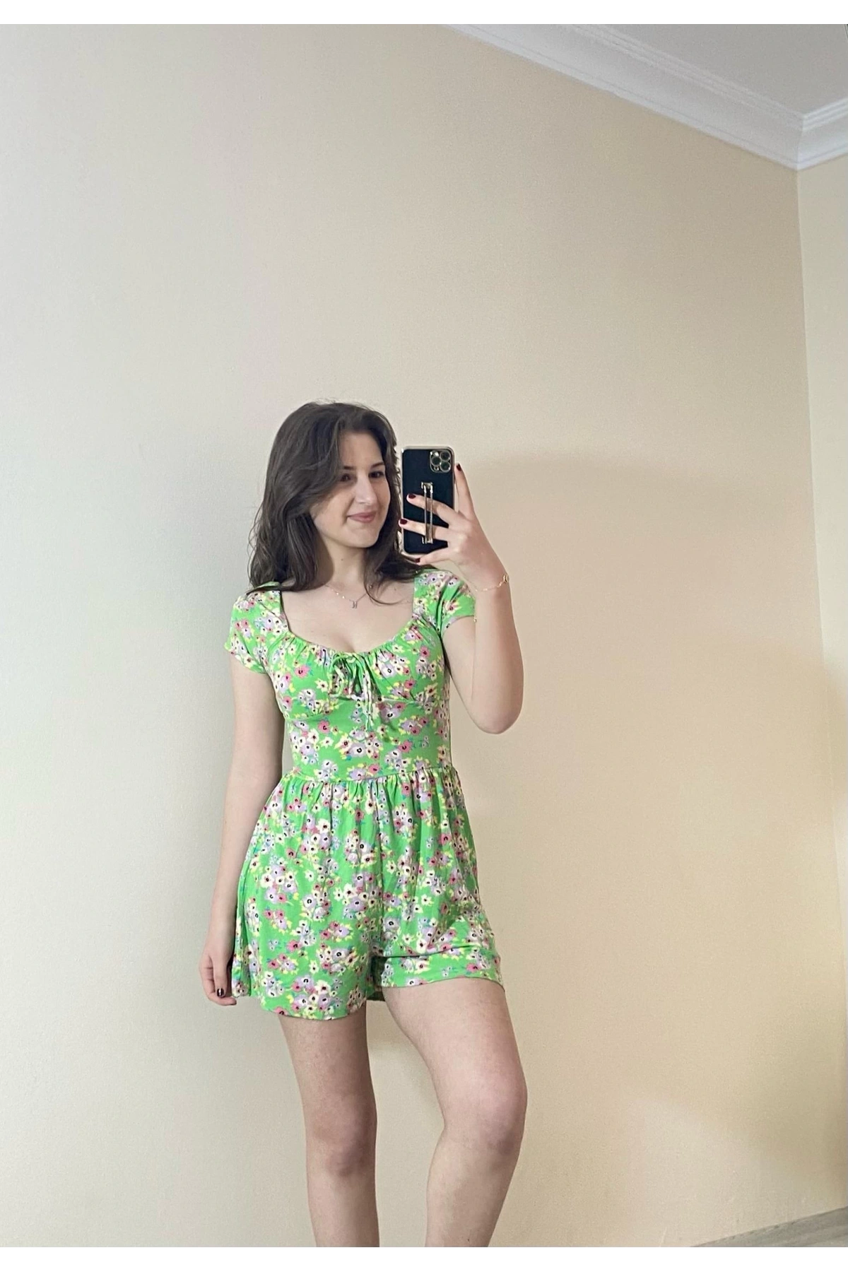 Önden Bağlamalı Şort Elbise