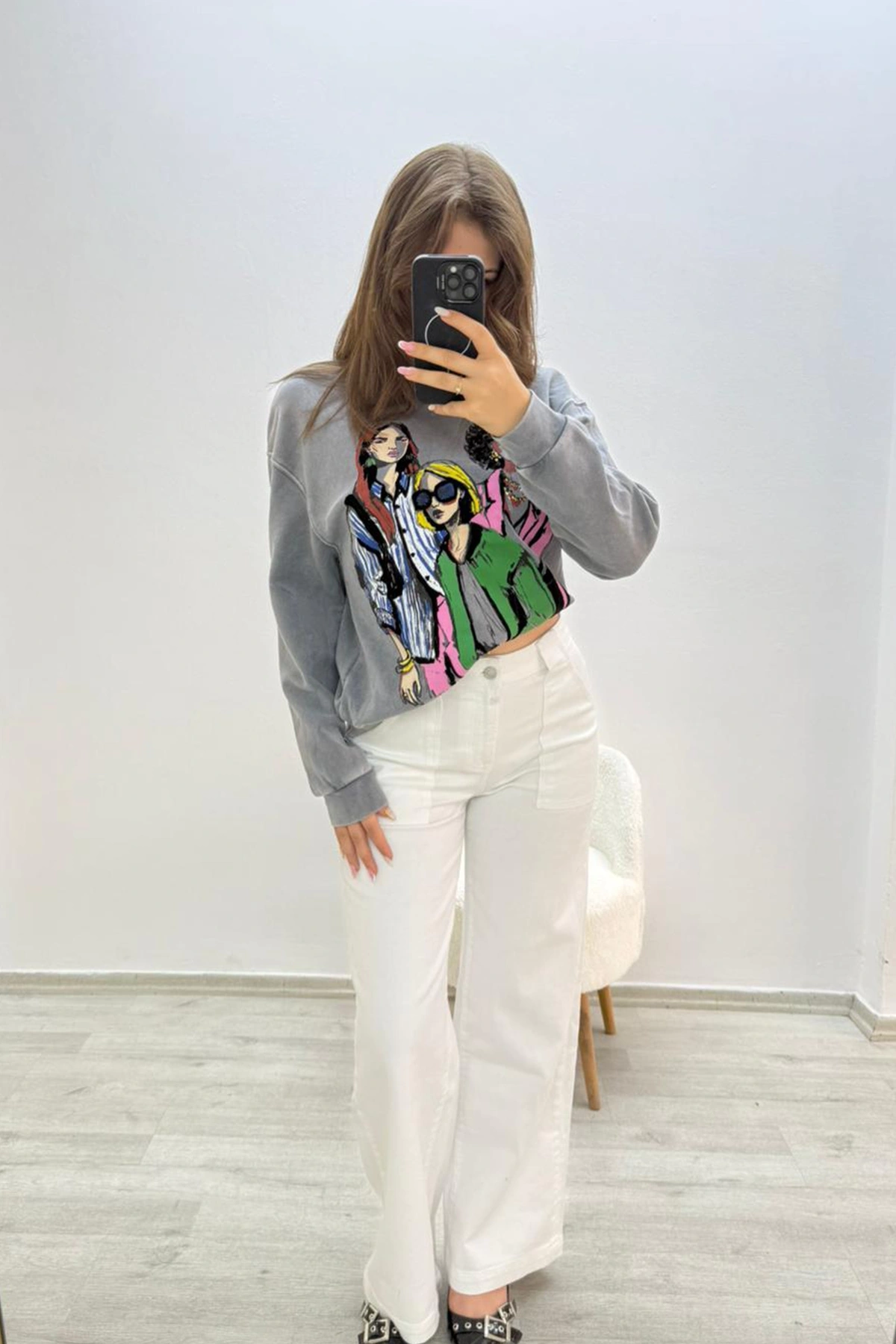 Renkli Baskılı İçi Yumoş Kazak