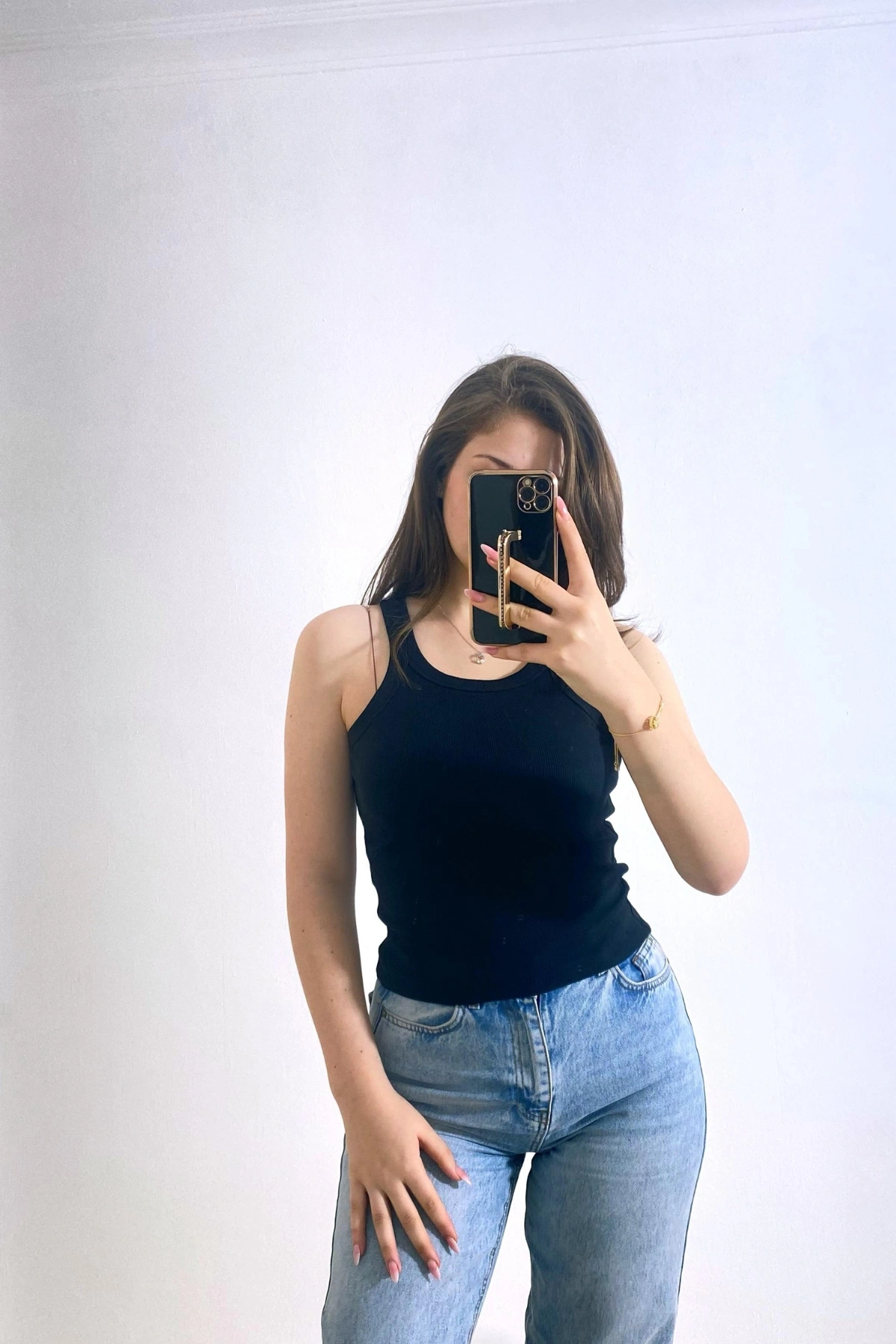 Siyah Kaşkorse Kumaş Atlet